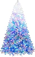 Vista 64 de Yaheetech 7.5ft Pre-lit Spruce Artificial Christmas Tree Snow Flocked Hinges Tree with 550 Multicolor LED Lights & 1284 Branch Tips & Metal Stand
