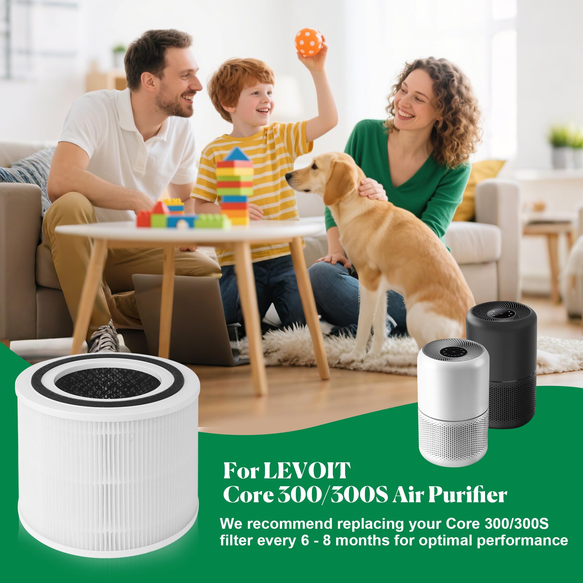 2 Pezzi Filtro di Ricambio per Levoit Core 300, Core 300S Purificatore d'aria, Filtro HEPA H13, Filtro a Carboni Attivi Ad Alta Efficienza, Prefiltro, Rimuove Il 99% Della Polvere e Delle Particelle
