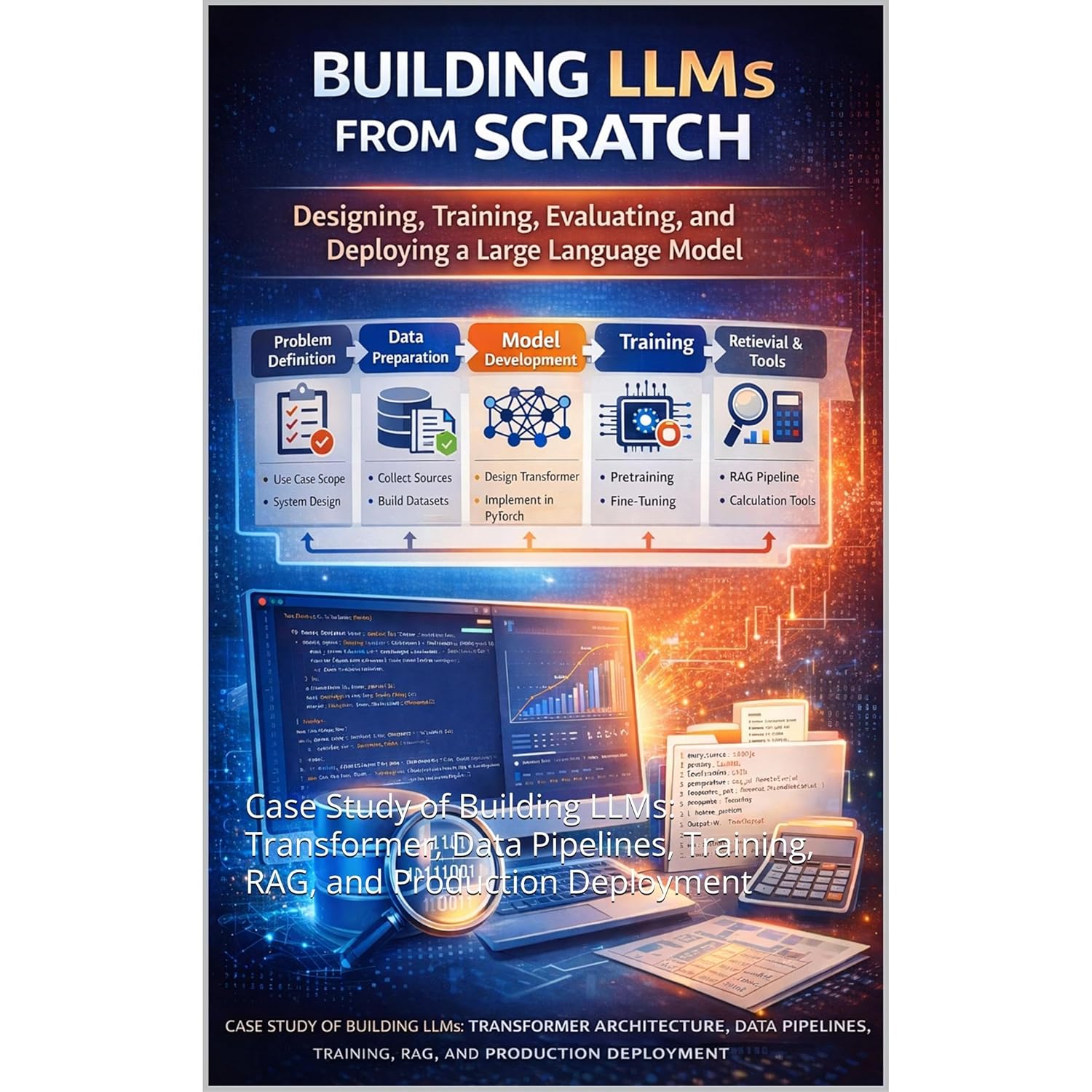 Building LLMs from Scratch: Designing, Training, Evaluating, and Deploying a Large Language Models: Case Study of Building LLMs: Transformer, Data Pipelines, Training, RAG, and Production Deployment    
	                
	            

                 
                        Audible Audiobook 
                  
                        – Unabridged
