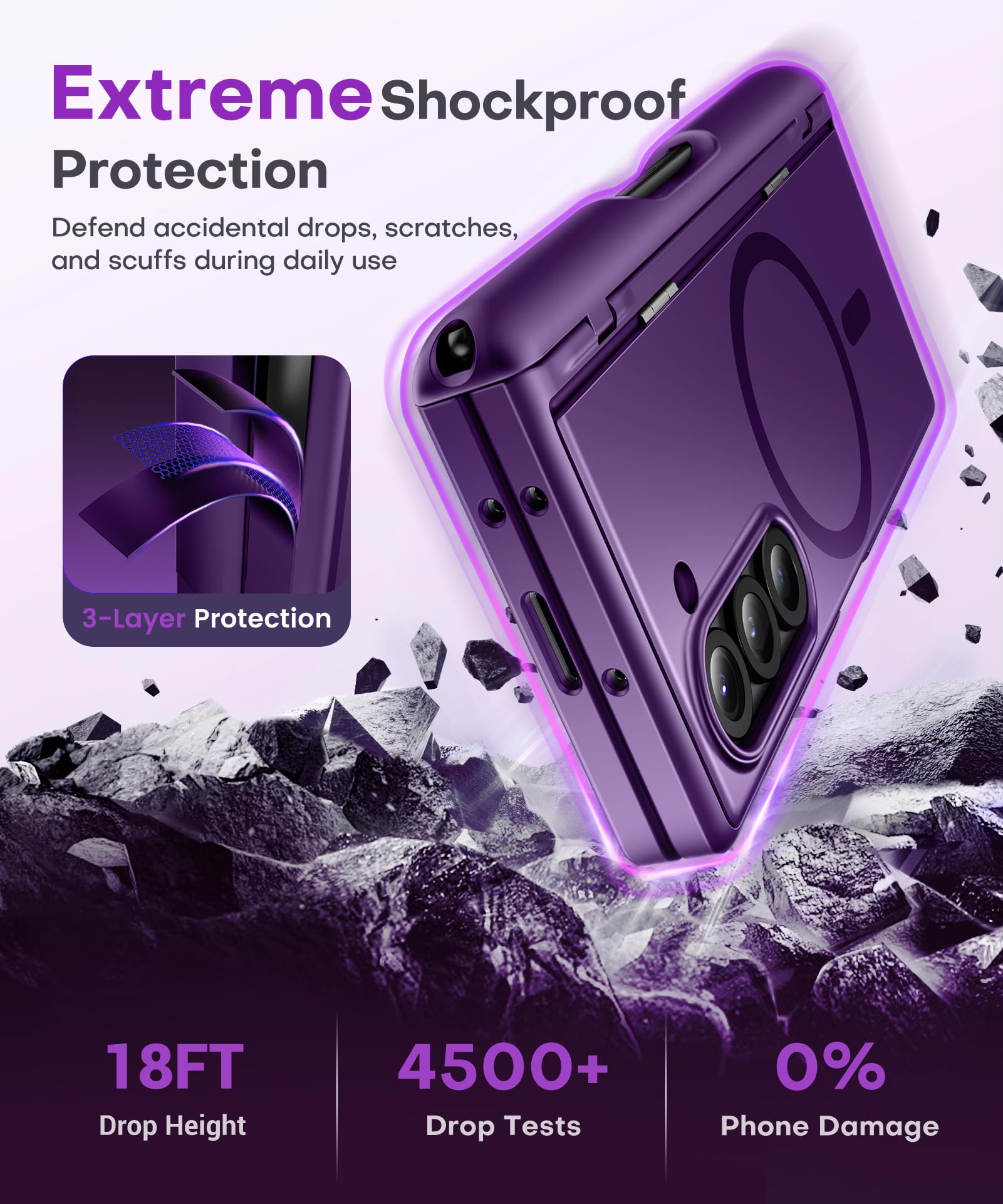 BERFY Custodia per Z Fold 6 con pellicola protettiva per lo schermo della privacy, compatibile con MagSafe] [Anti Spy] Portapenne S integrato e cavalletto, custodia antiurto integrale per Samsung