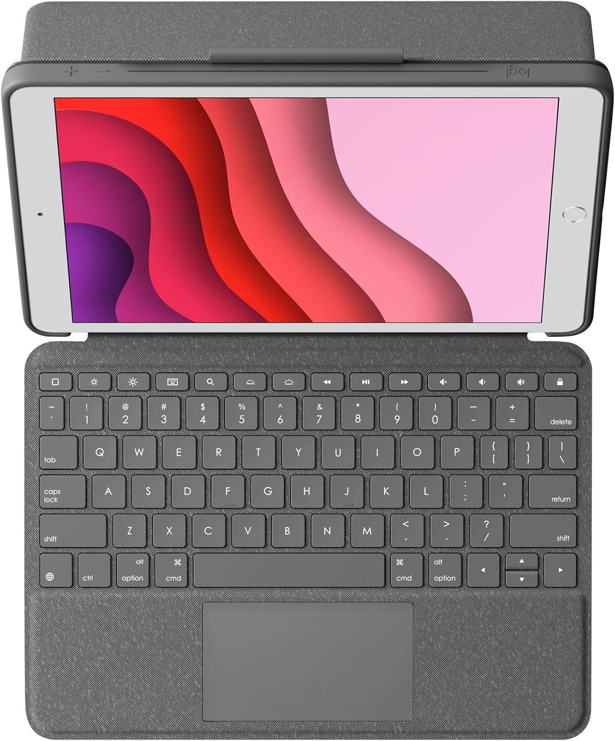 Logitech Combo Touch trackpad case for iPad (7th, 8th, & 9th gen) with Precision trackpad, QWERTY Spanish Layout - Black