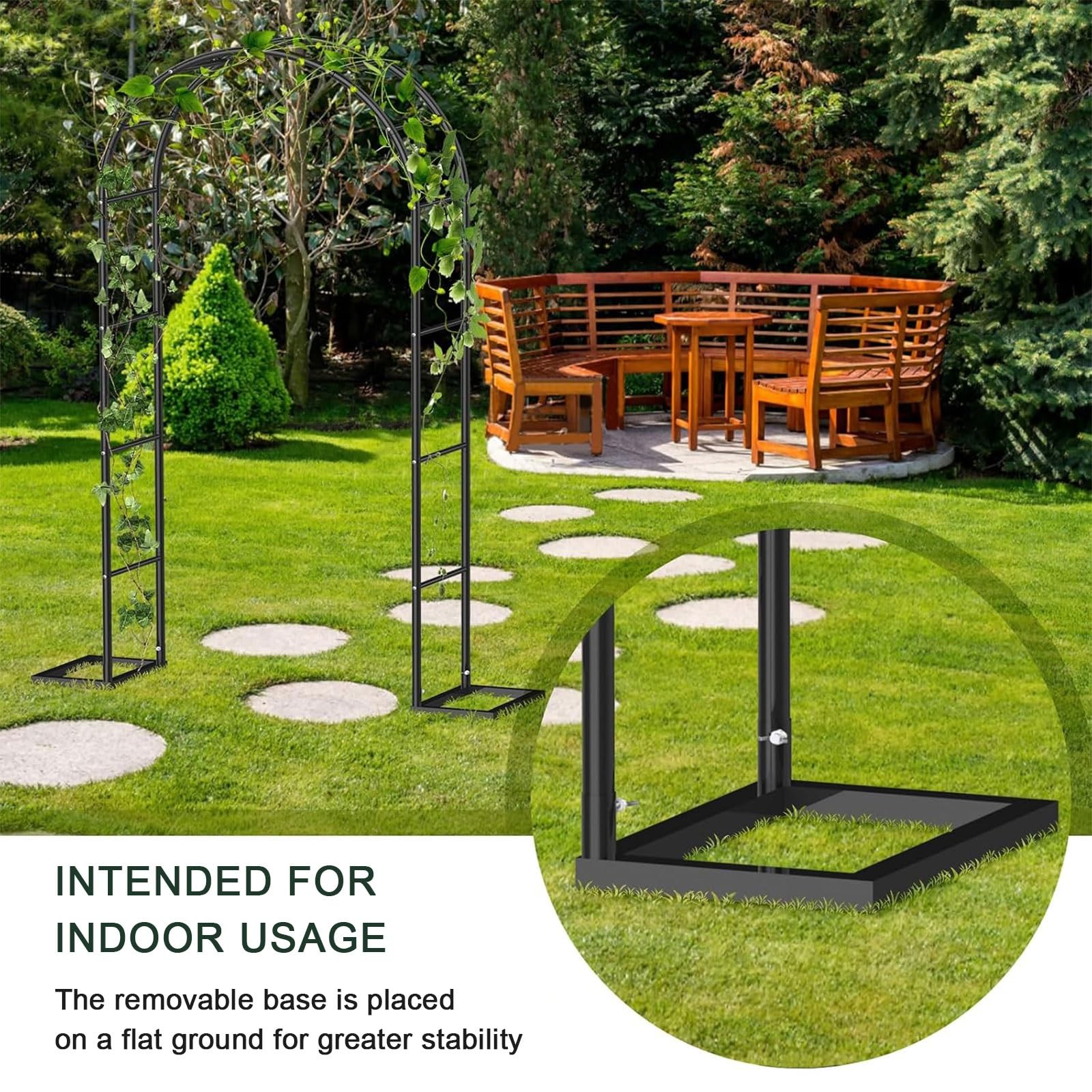Schwer Rosenbogen Verzinkt Gartenbogen, Stabil Metall Torbogen für Rosen Und Kletterpflanzen Zur Unterstützung Pflanzen Rosengestell Torbogen-Gartendekoration(1.2 * 2.2 m/3.9 * 7.2 ft)