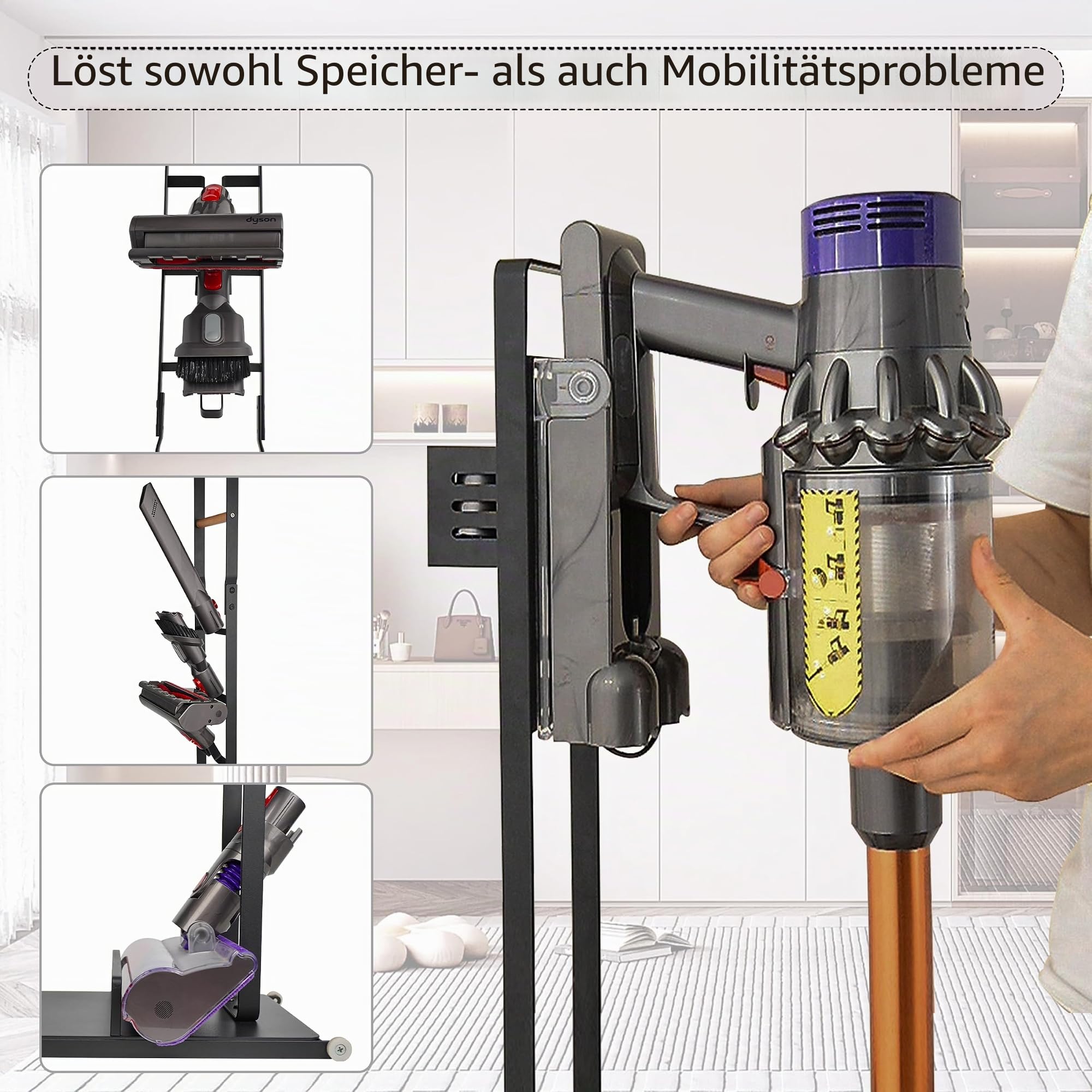BRIAN & DANY Staubsaugerhalter, Ständer für Dyson V15 V12 V11 V10 V8 V7 V6, Halterung für Dyson Akkusauger & Zubehör, Schwarz