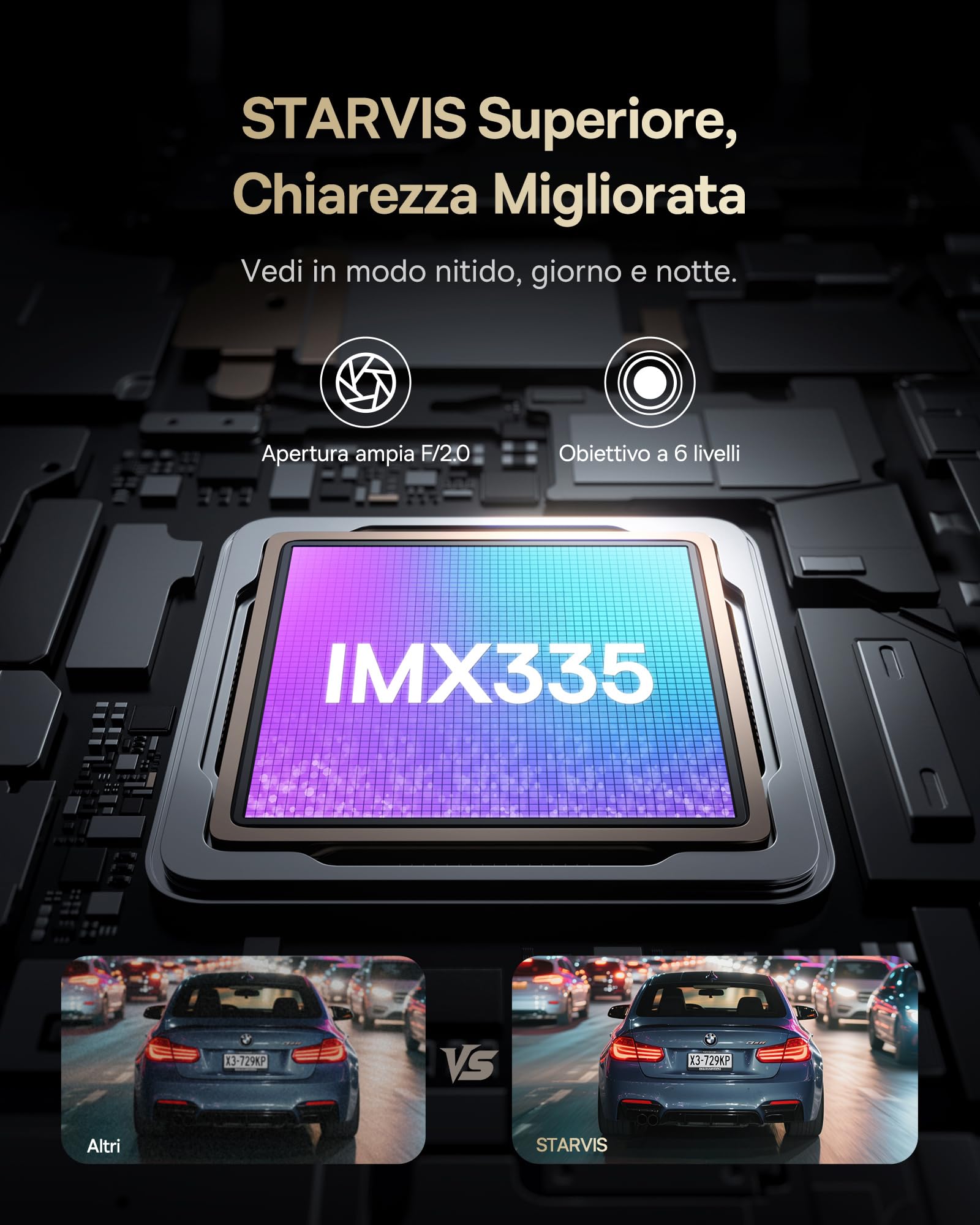 Baseus VD1 Pro Dash Cam Auto Fronte Retro 4K+1080P, Dashcam Solare con Modalità Park Standby a Batteria da 14 Giorni, Telecamera Auto Atti Vandalici con STARVIS, Wi-Fi 5GHz, GPS, 32 GB Scheda