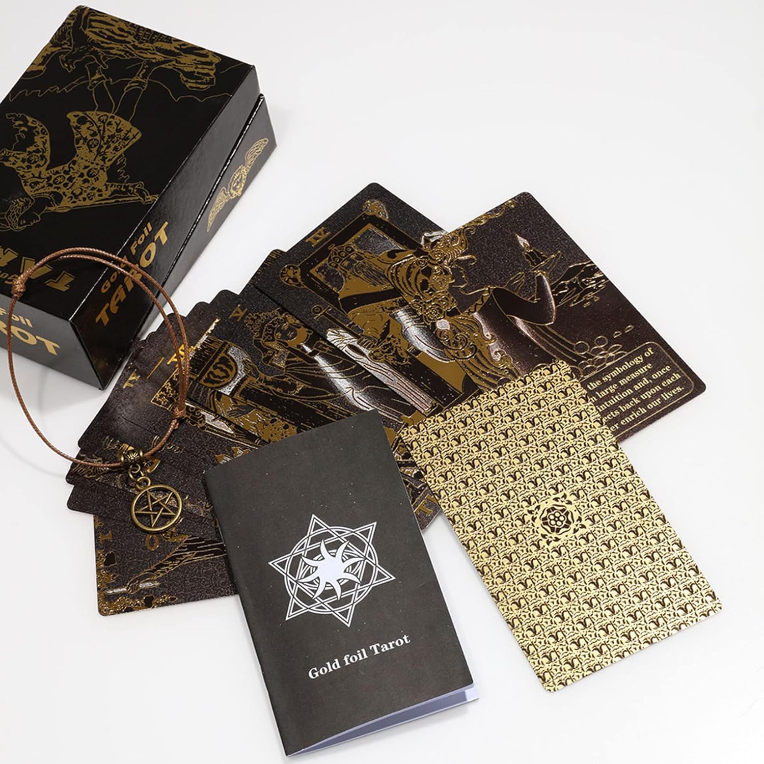 Tarot Cards Deck, Water Proof with Guidebook Divination Oracle 80 Cards, Fortune Telling Game Set for Family Reunion Beginners Expert Readers for Christmas Birthday, Black