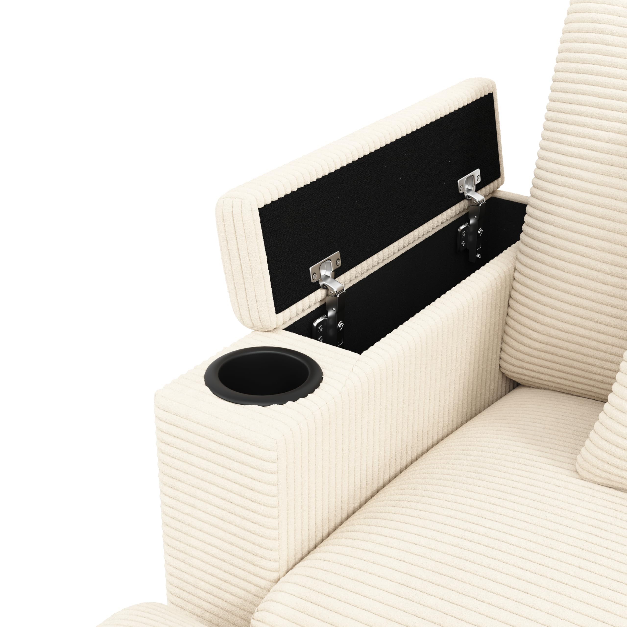 Zestaw wypoczynkowy w kształcie litery U z funkcją spania, modułowa sofa ze sztruksu, sofa narożna z uchwytem na telefon komórkowy, port ładowania USB, idealny do salonu, sypialni, beżowy