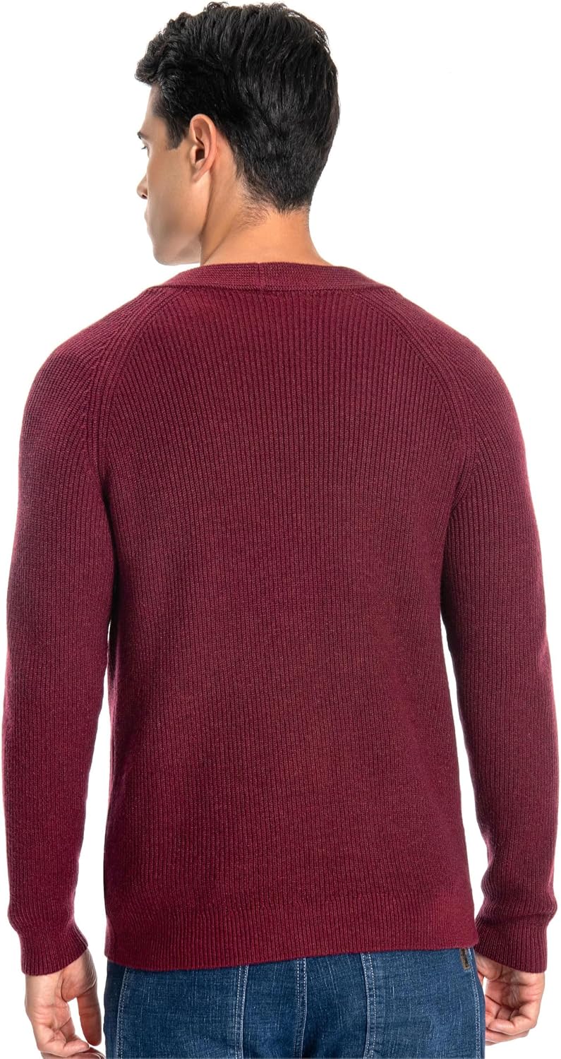 Mettclasi Men's Long-Sleeve Cardigan Sweater - Classic V Neck Button Down Knitted Cardigan with Pockets