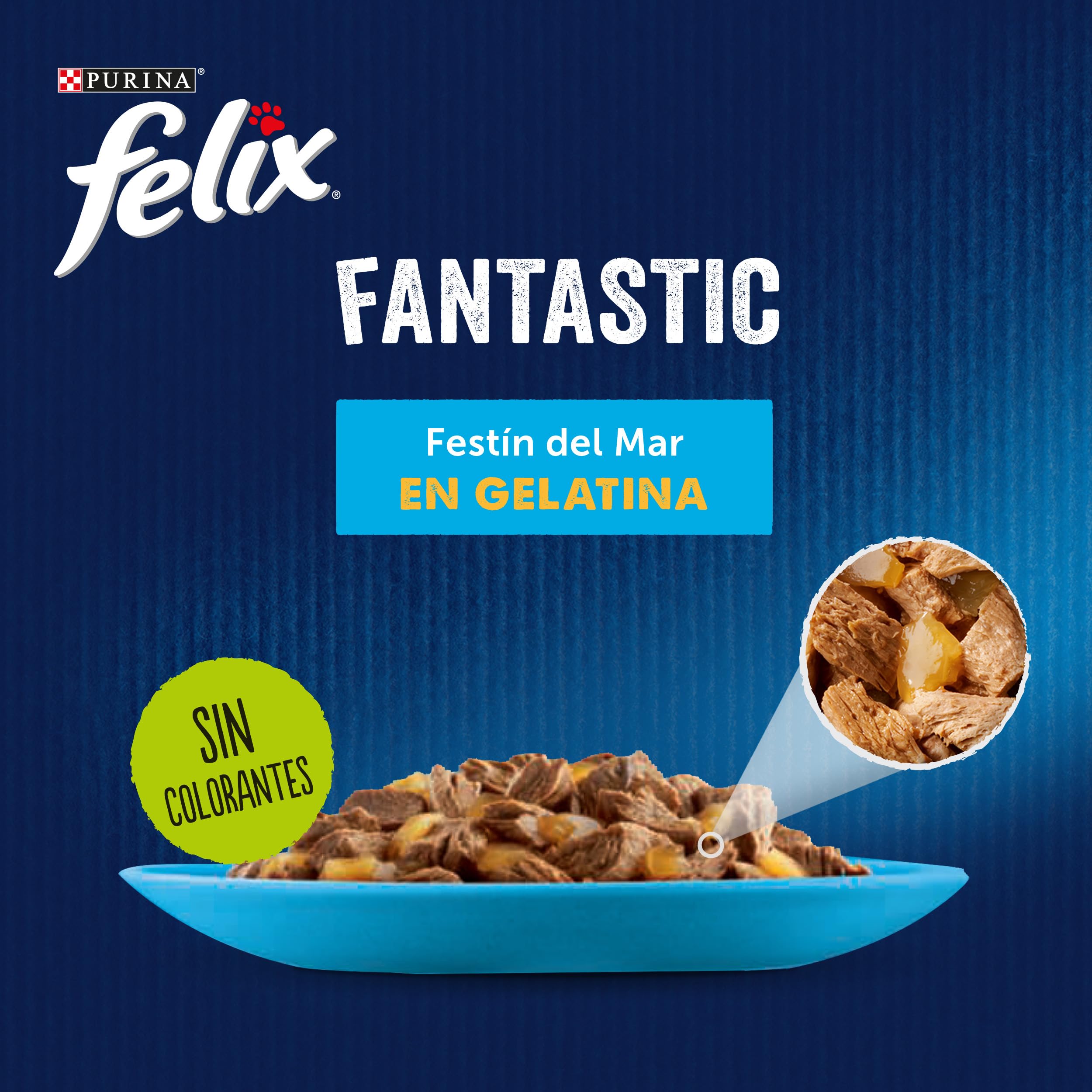 FELIX Fantastic, Comida Húmeda para Gato Adulto, Gelatina, Surtido de Atún, Salmón, Bacalao y Solla, 6 Packs de 12 Sobres de 85 g. (72 Sobres)