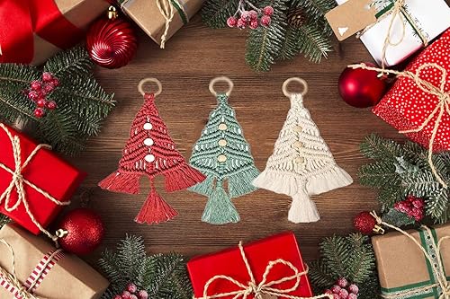 Miniatura 7 de Kit de macramé para árbol de Navidad kit de árbol de Navidad de macramé kit de árbol tejido de macramé de Navidad árbol tejido de macramé adornos
