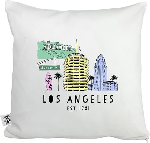 Moonlight Makers, Los Angeles Skyline, Decorative Pillow Case, 100% Cotton Canvas Pillowcase, Cute Throw Pillow Case