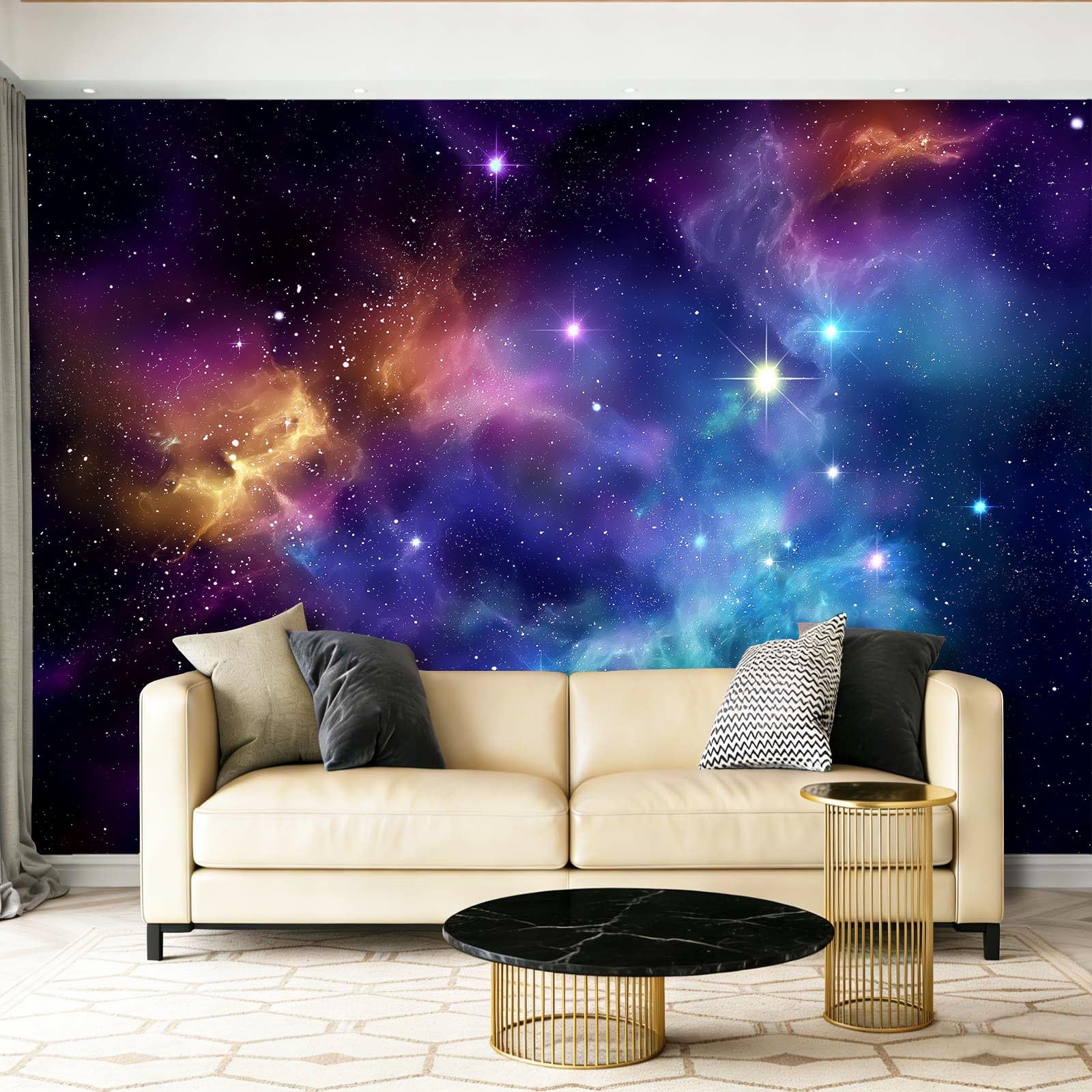 Moderne Art Photo Papier Peint Panoramique Galaxie au Design Épuré Contemporain