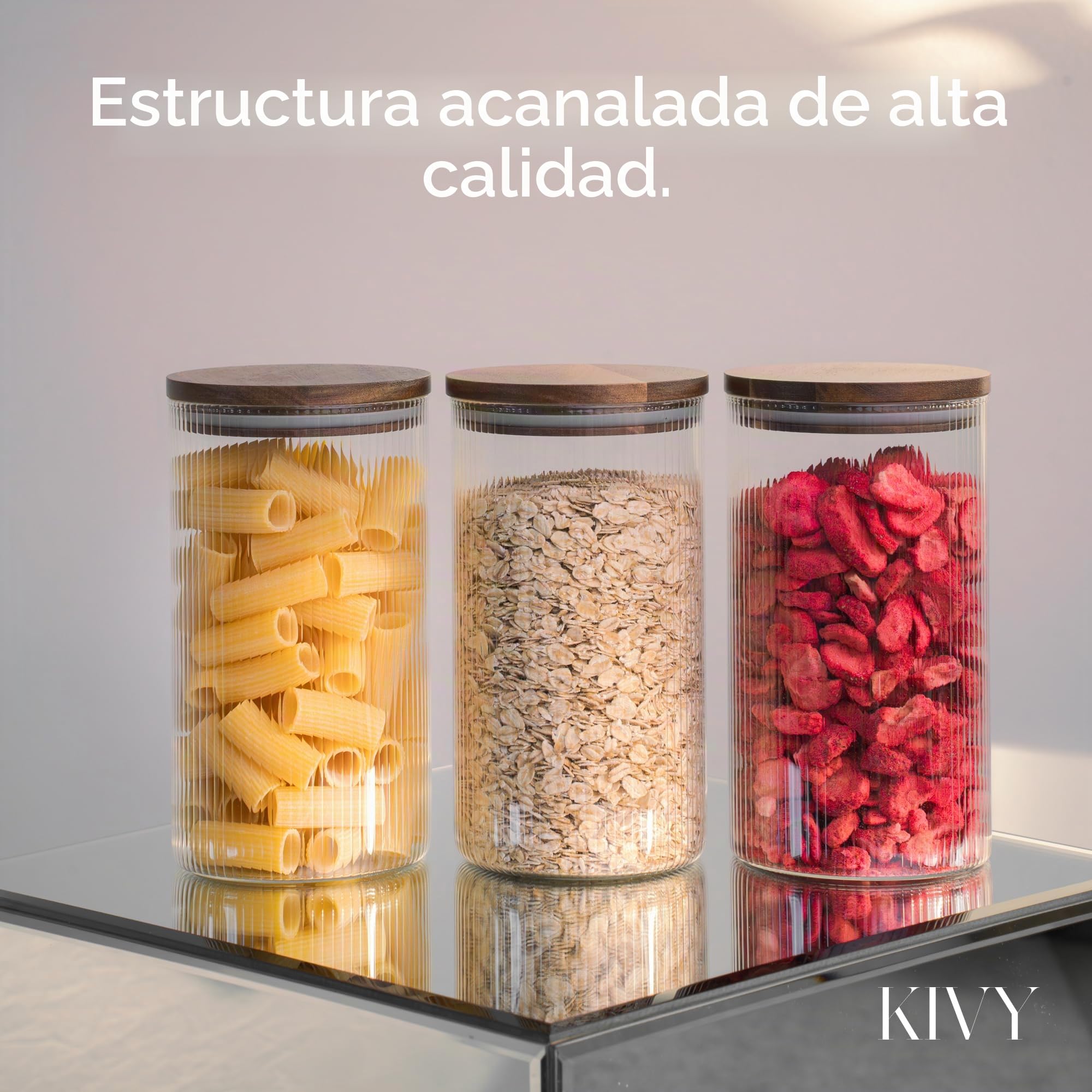 KIVY Riffel - Tarros de cristal con tapa herméticos (4 x 1200 ml)