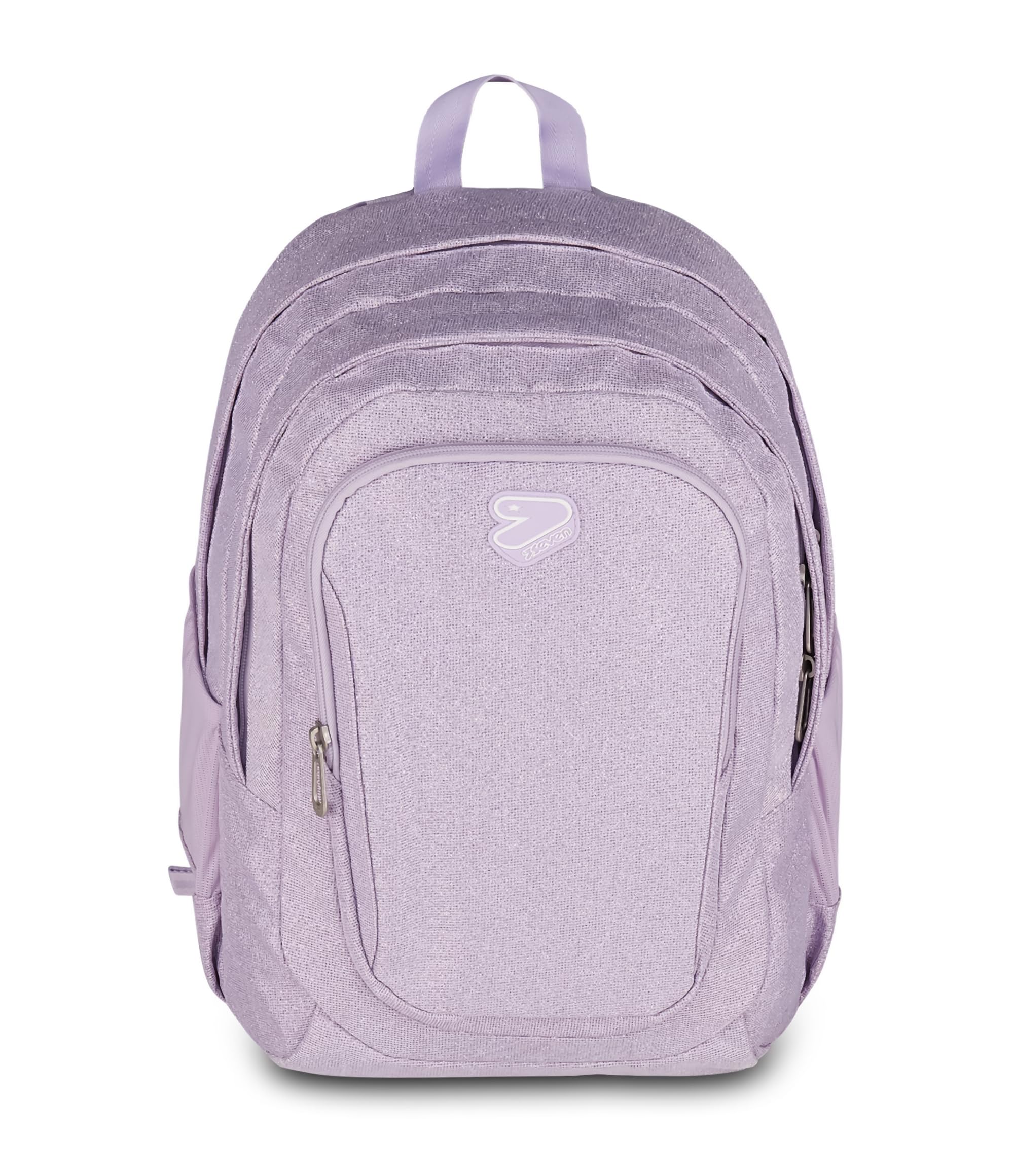 Seven Tech Shiny Shiny Double Compartment Backpack with Glitter Effect, Lilac, Computer Pocket and Bottle Pocket, Middle and High School, Girl