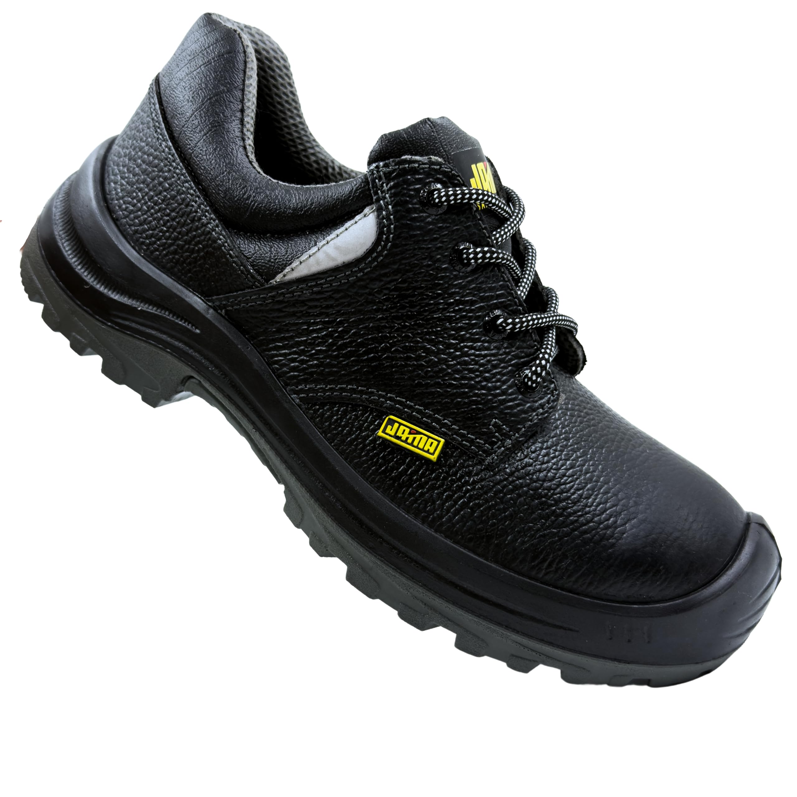 JAMA Safety Shoe JR003 with Reflectors for Night Visibility | Steel Toe Cap, Anti-Skid Sole, Heat, Water & Oil Resistant, Leather Shoe | Size 10 UK/India Black-image-35