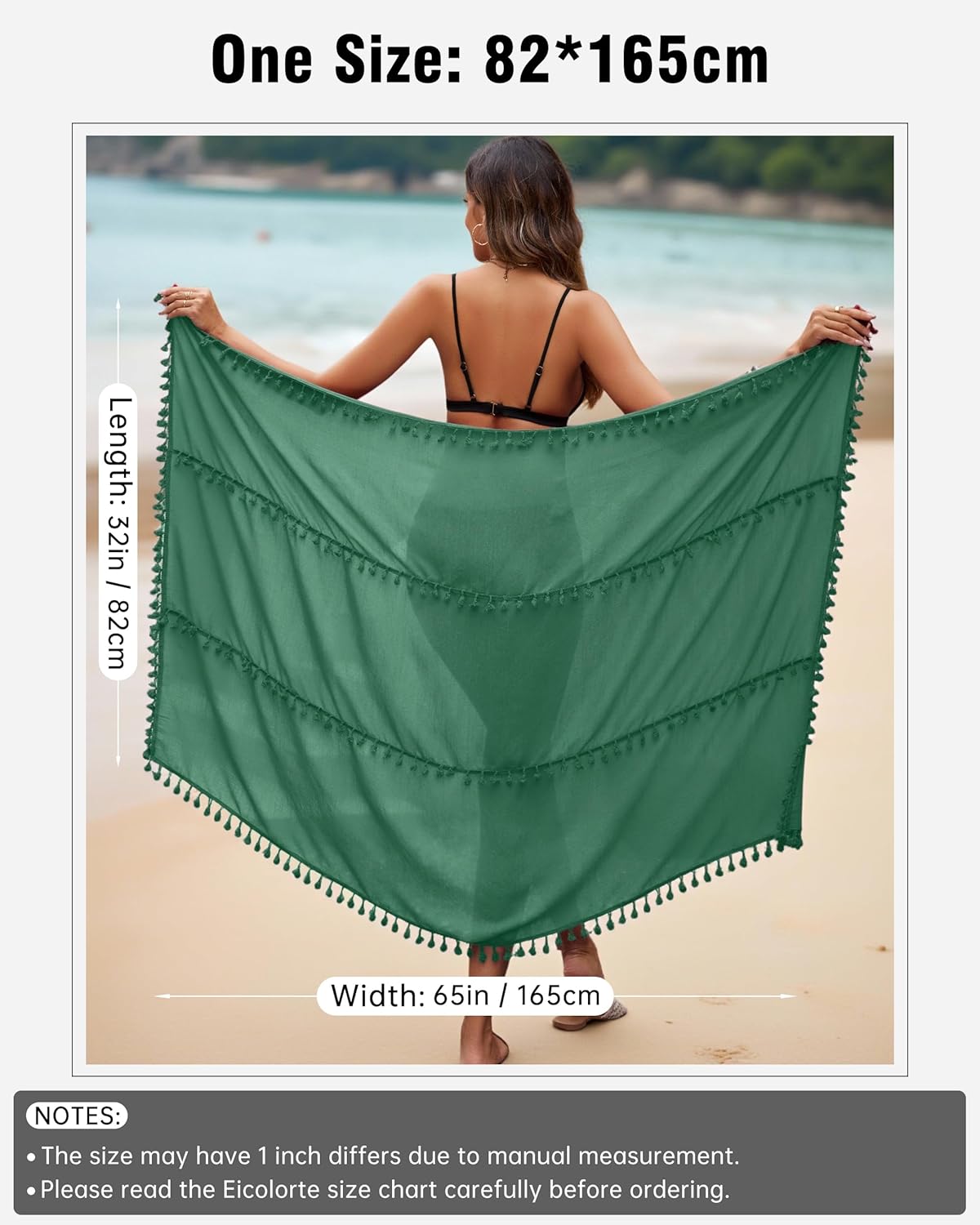 Eicolorte Sarong Cover Up Womens Beach Cover Up Bikini Bathing Suit Swimsuit Swimwear Coverup Sarong Pareo Wraps for Women - Image 5