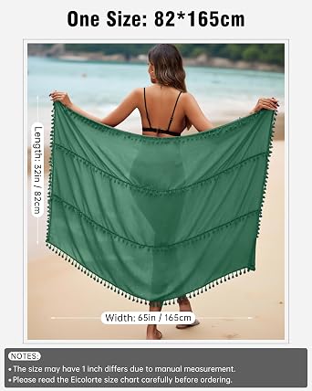 Eicolorte Sarong Cover Up Womens Beach Cover Up Bikini Bathing Suit Swimsuit Swimwear Coverup Sarong Pareo Wraps for Women