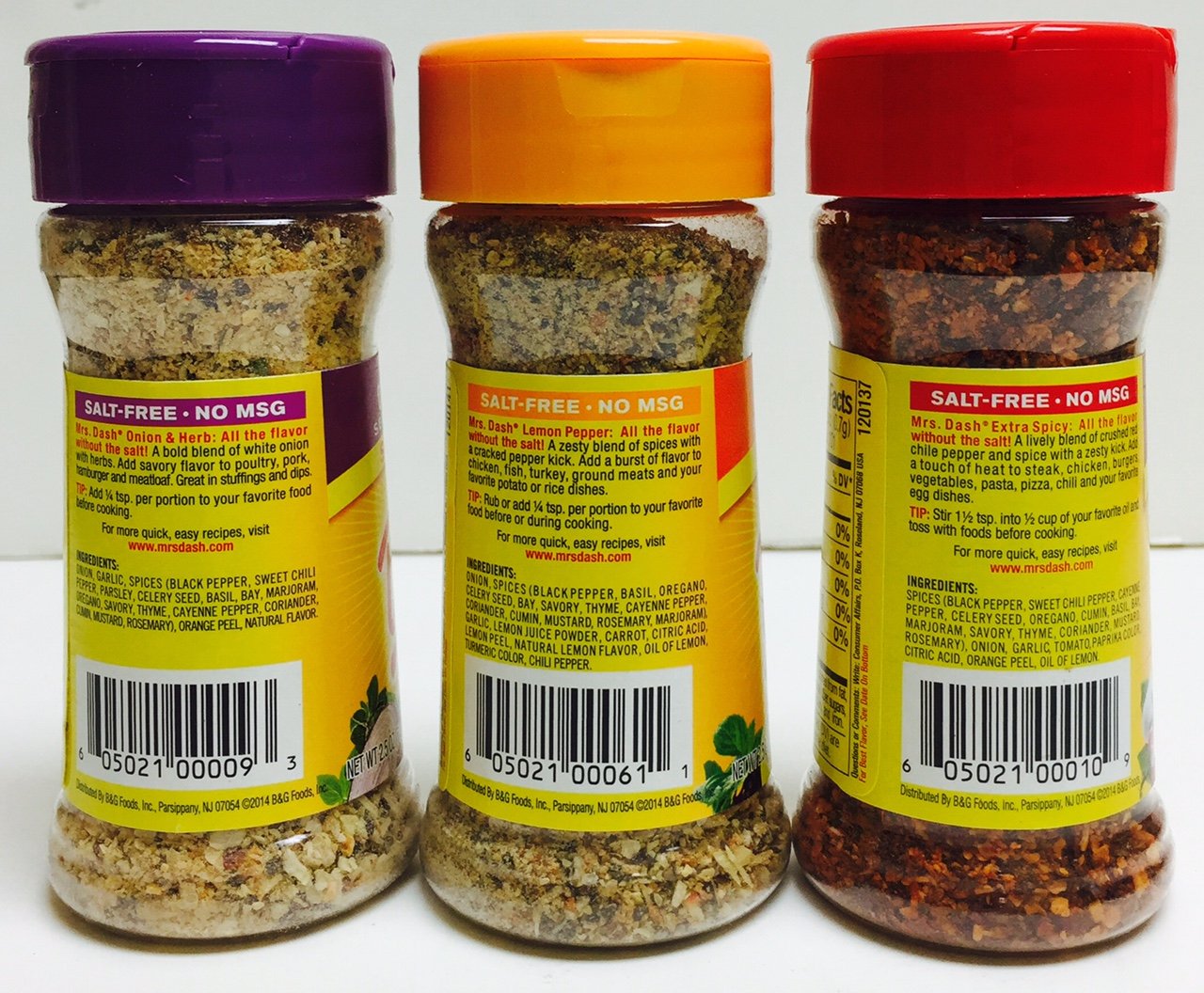 Mrs Dash Salt-Free Seasoning Blend Variety 3 Packs - Extra Spicy, Lemon Pepper, and Onion & Herb