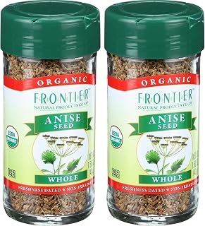 Frontier Co-op Organic Whole Anise Seed, 1.50-Ounce Jar, Adds Licorice-Like Flavor to Desserts, Stews, Bread, Tea, Kosher (Pack of 2)