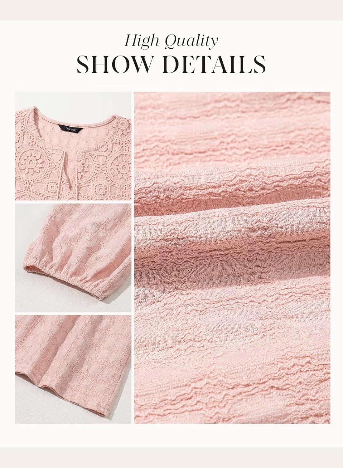 Dokotoo Womens Dresses Summer V Neck Drawstring Embroidered Half Sleeve Mini Dress Boho Dresses for Women 2026 Sundresses - Image 6