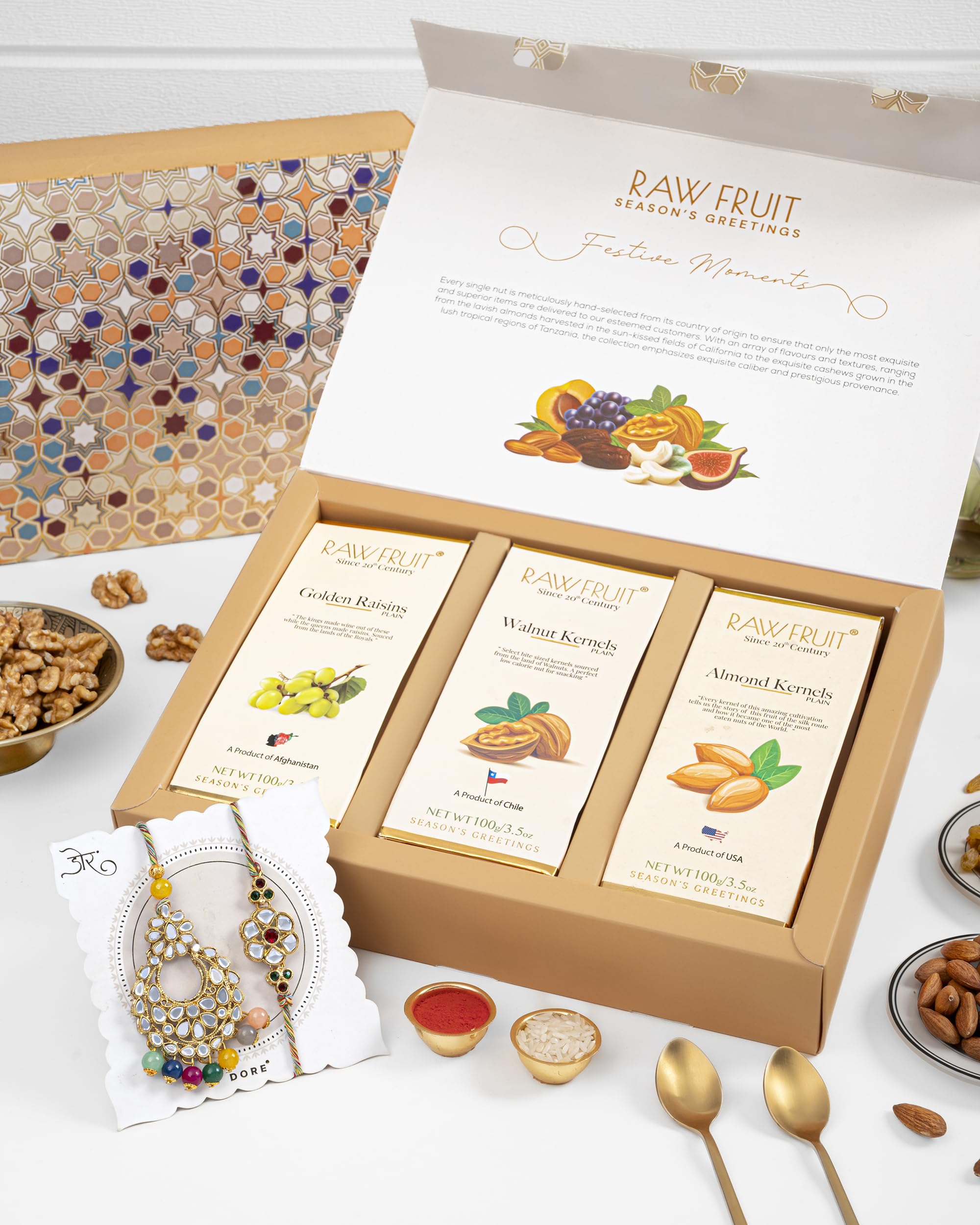 Hyperfoods® Rakhi For Brother Rakhi Gift For Brother Bhaiya Bhabhi Rakhi Set Dry Fruits Combo Pack Rakhi With Dry Fruits Pack Of 3 Dry Fruits Almonds Raisins Sheesh Mahal Bhaiya Bhabhi Rakhi Set (B0D6RQQYL8) Amazon Price History, Amazon Price Tracker