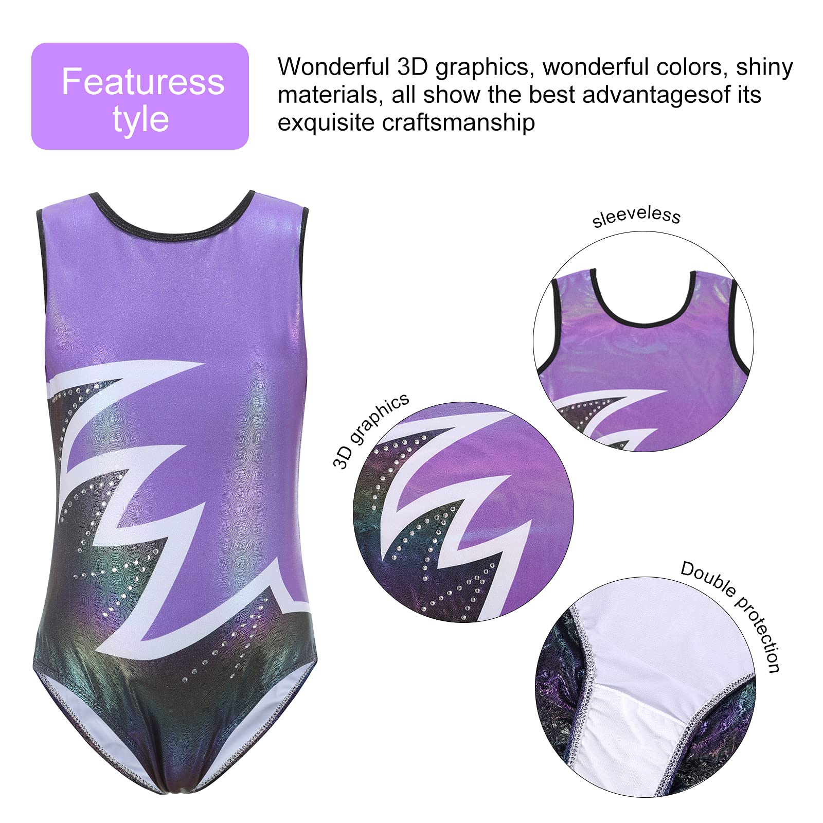 Bezioner Ragazze Ginnastica Leotards Body Danza Claasica Balletto Ginnastica Artistica per Bambina Senza Maniche/Manica Lunga per Bambini di 3-14 Anni