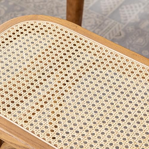 Miniatura 4 de Janoray Banco de comedor de madera con asiento de ratán banco de acento bohemio para entrada dormitorio extremo de la cama ventana de cocina espacio