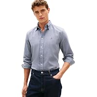 Tommy Hilfiger Uomo Camicia Flex Dobby in Cotone, Blu (Carbon Navy)