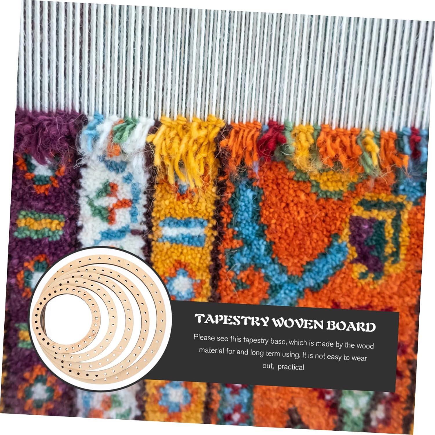 CORHAD 5pcs round Wood Tapestry Base Board for DIY Knitting Crochet