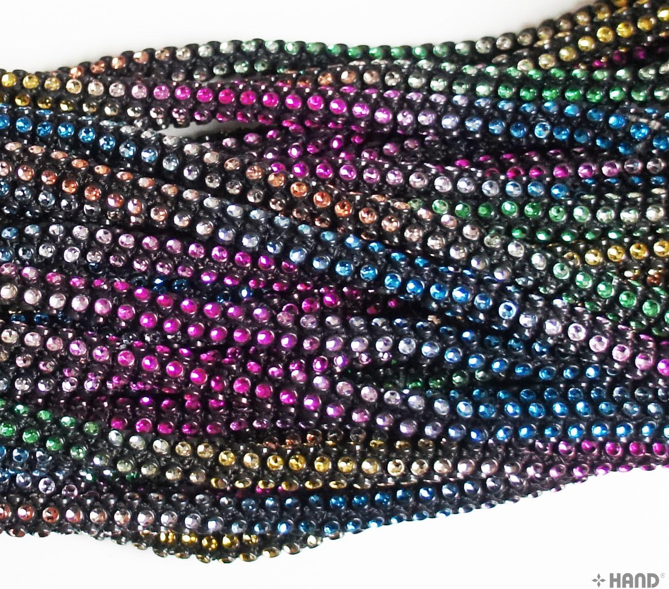 Diamante Look Round Crystal Assorted Colours Trim/Rope/Cord - diameter 8mm x 5meters (DMLR01 Multicolour)