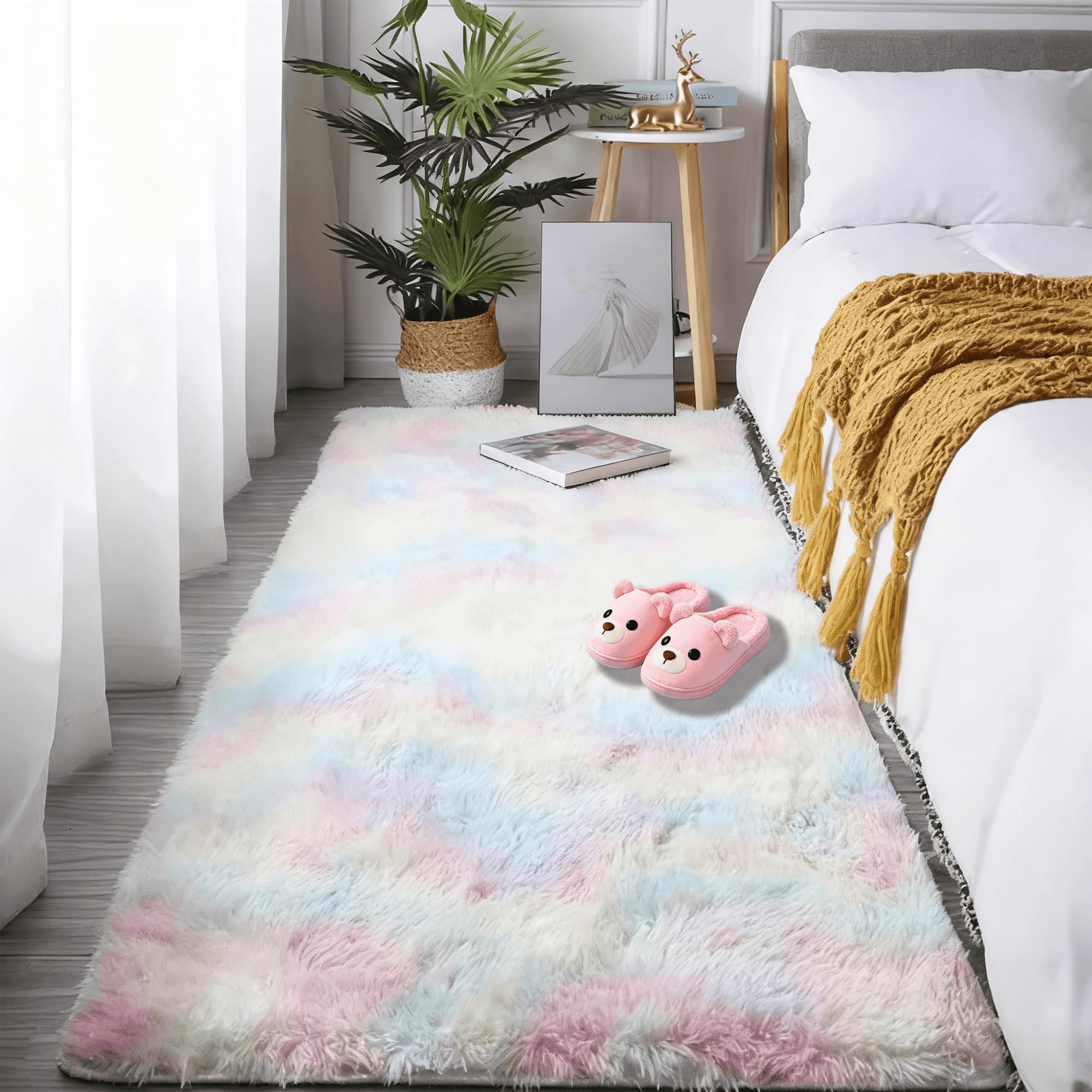 Tapis salon shaggy 160x340 cm antidérapant et doux pour le confort de votre chambre d'enfant