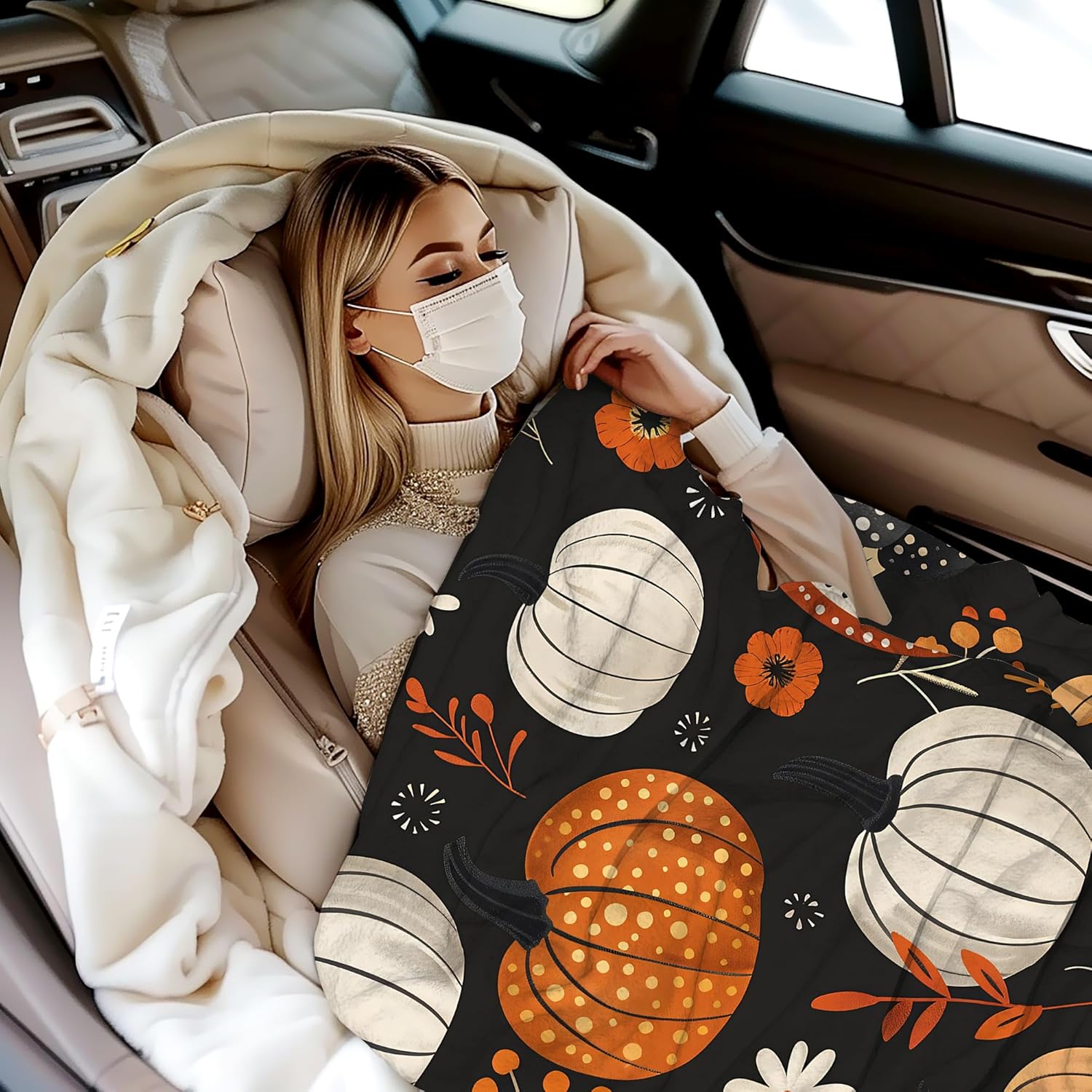 Throw Blanket, Thanksgiving Throw Blankets for Adult Kids Boys Girls, Boho Pumpkin Floral Decor Gifts for Home Bed Couch 50x60 Inches - Image 6