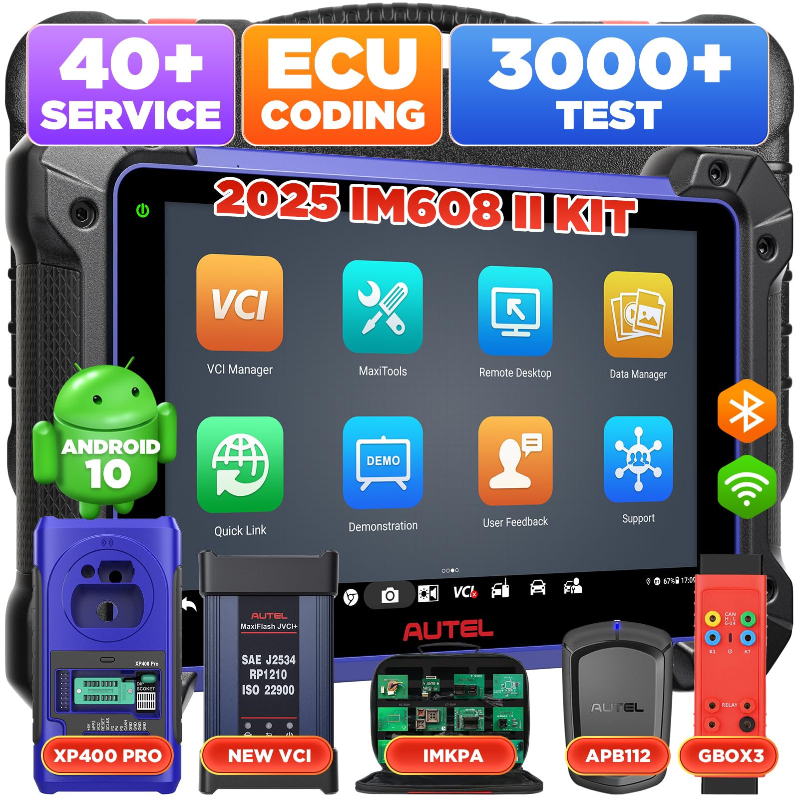 Autel MaxiIM IM608 Pro 2 2025, IM608 PRO II Scanner W/ XP400 PRO IMKPA GBOX3 APB112 ($1316 Bundle), 40+ Services 3000+ Tests, ECU Coding as Elite II pro Up of IM608 PRO IM508S PRO, OS10.0 CANFD DoIP