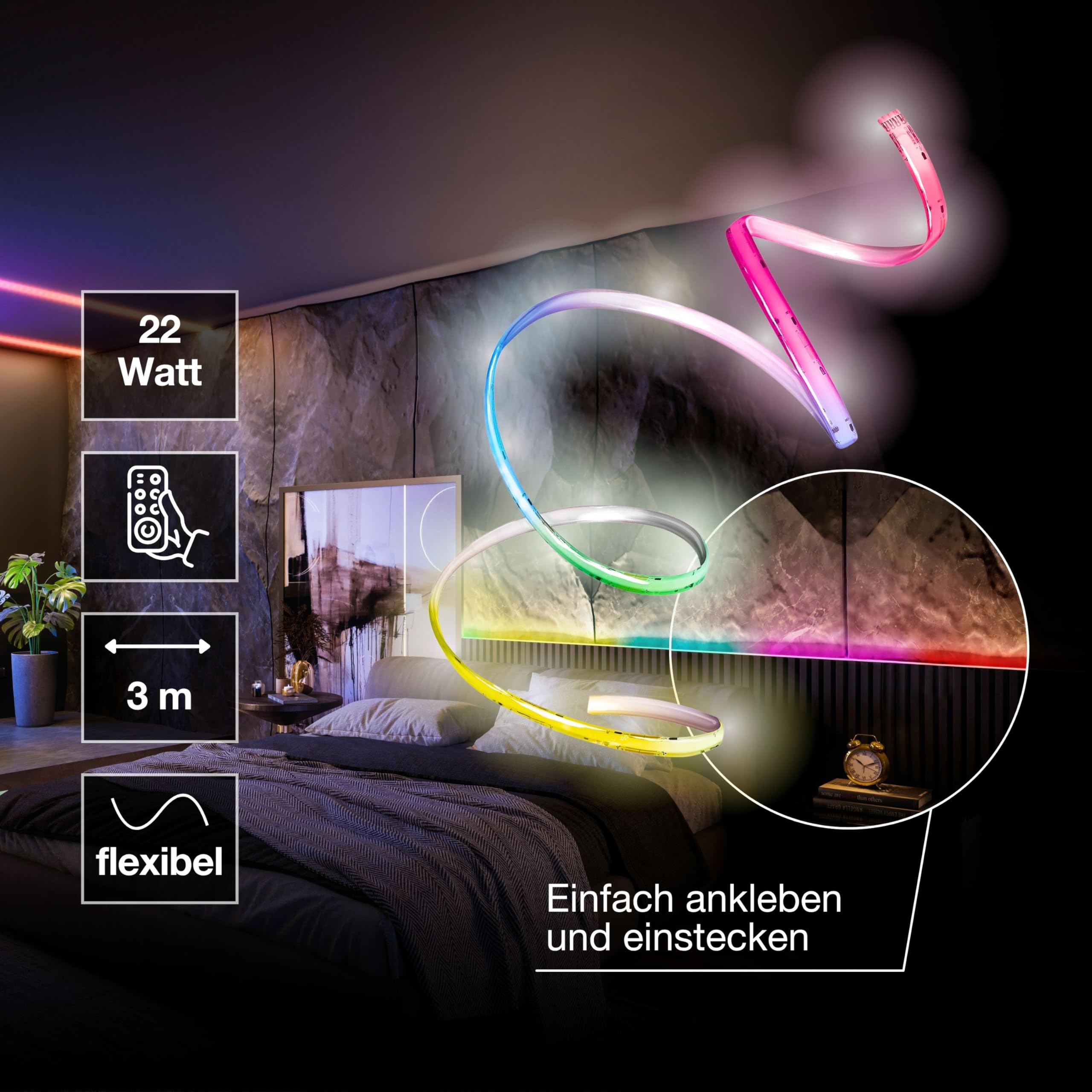 Osram SMART WIFI COB Strips 3m MGC RGB mit Fernbedienung | Smart+ Wifi COB, Silikon, Weiß, 30000 h, 1-Pack