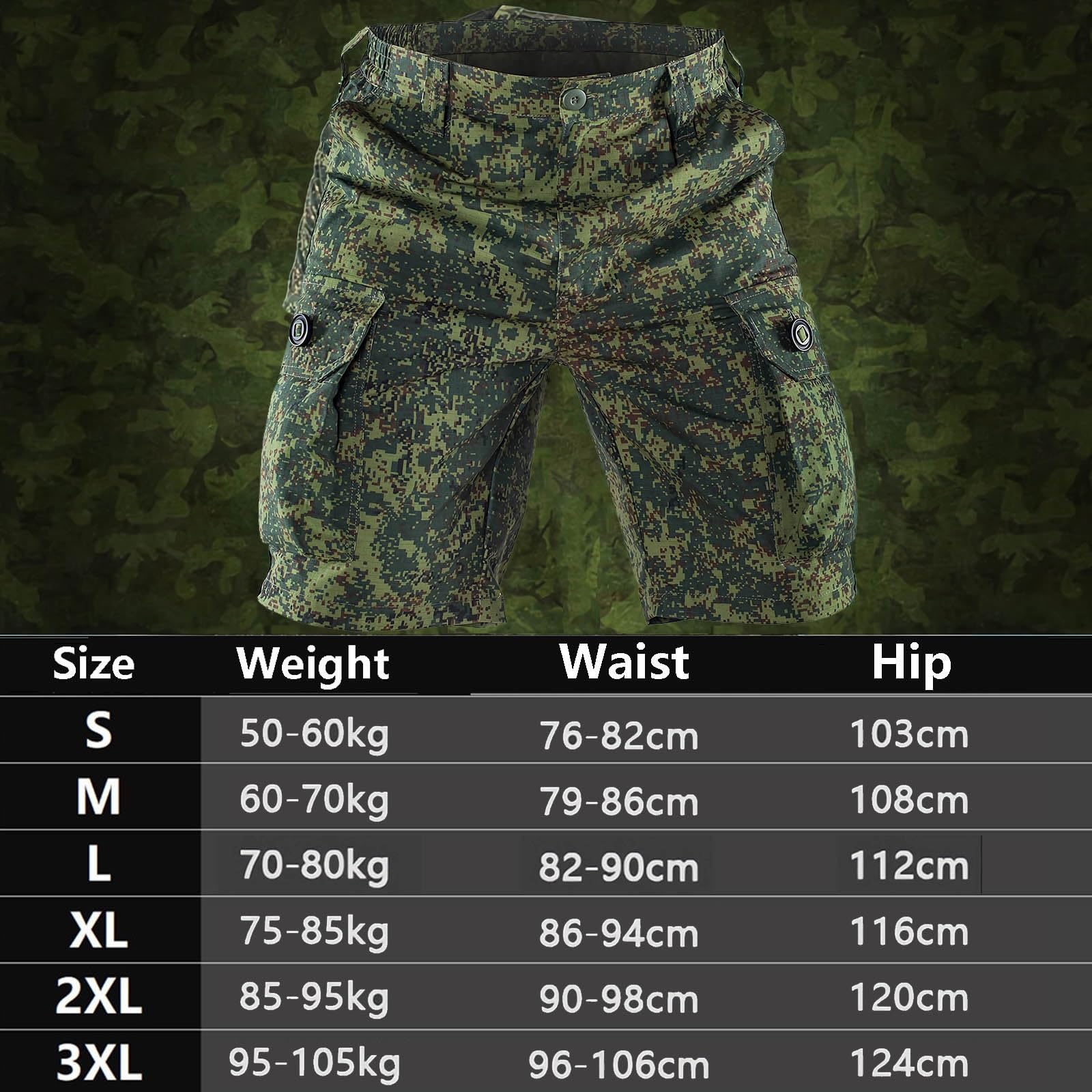 Set Composto da Maglietta Tattica Mimetica Russa, Maglia a Maniche Corte Mimetica da Uomo per Sport all'Aria Aperta e Pantaloncini Tattici Estivi da Uomo