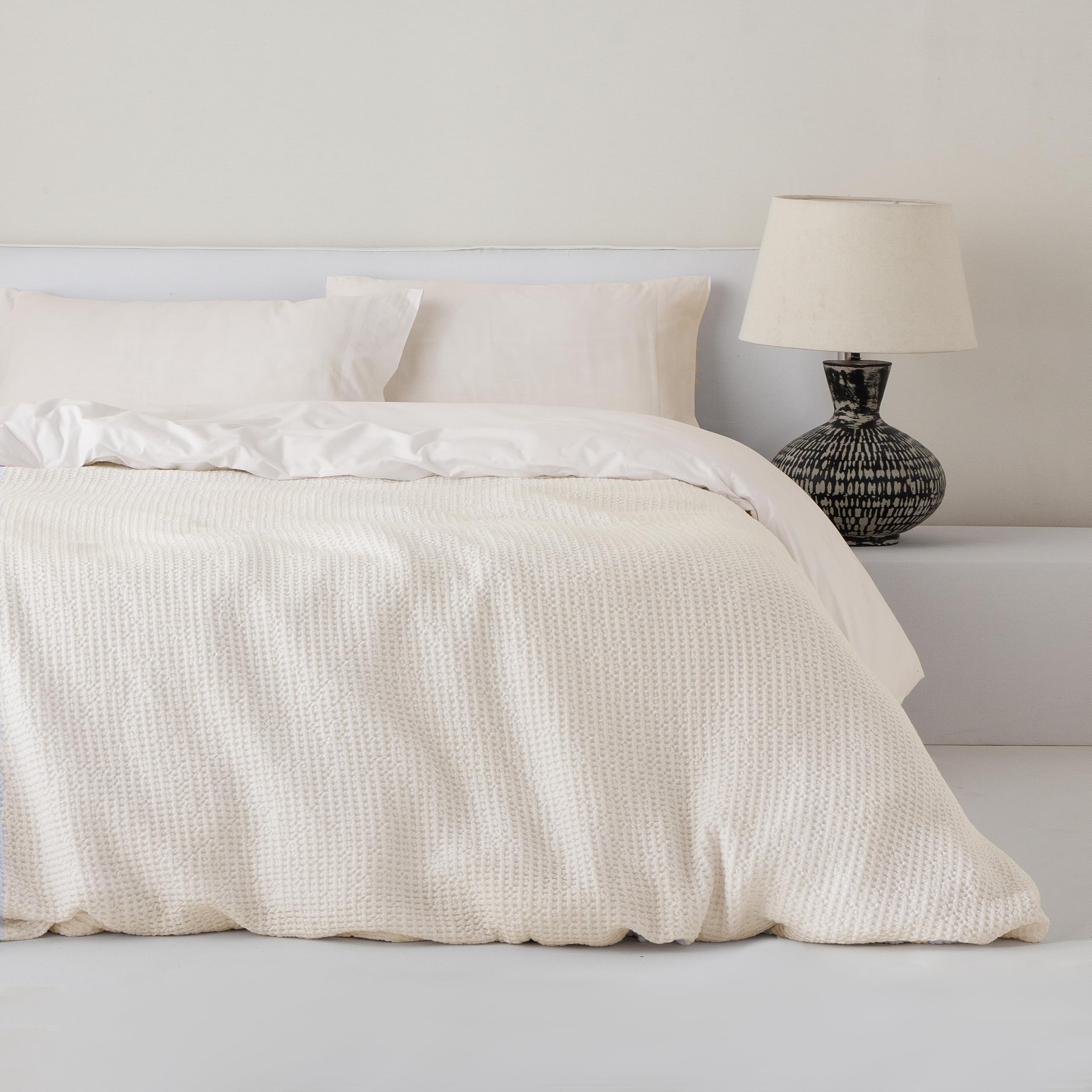 COTTON ARTean Funda Nórdica Ayala Beige algodón Waffle Botones Cama 150