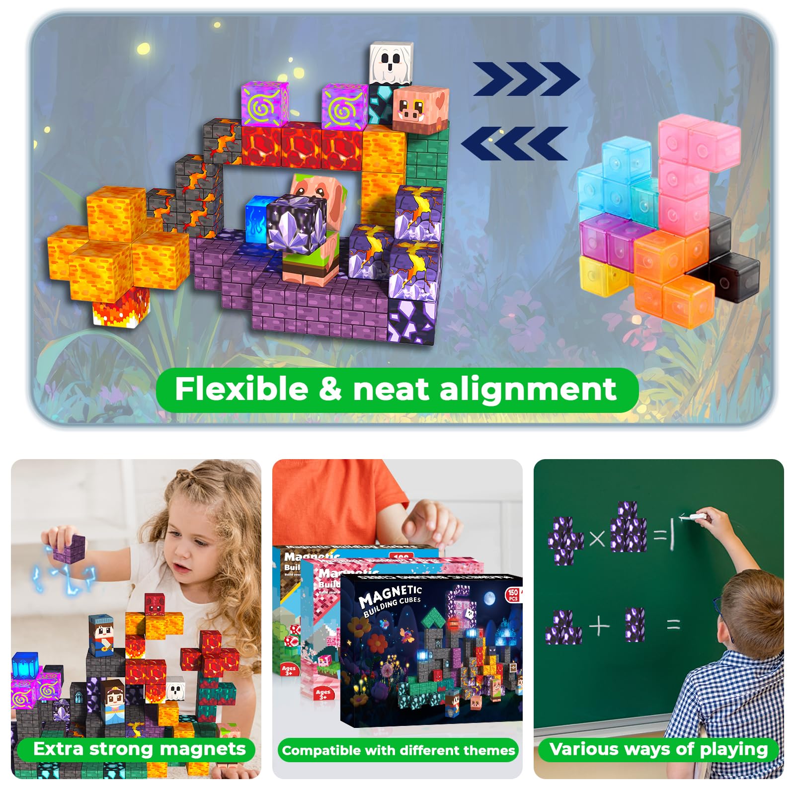 GraceDuck Costruzioni Magnetiche per Bambini 150 pezzi – Cavalieri e principesse esplorano un regno sotterraneo, gioco creativo con blocchi magnetici come giocattolo educativo regalo per bambini 4-12