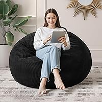 Cansunna 3FT Teardrop Bean Bag Chair for Adults - Memory Foam Filled, Machine Washable Corduroy Cover, Living Room & Bedroom Lounger