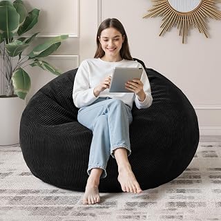 Cansunna 3FT Teardrop Bean Bag Chair for Adults - Memory Foam Filled, Machine Washable Corduroy Cover, Living Room & Bedroom Lounger