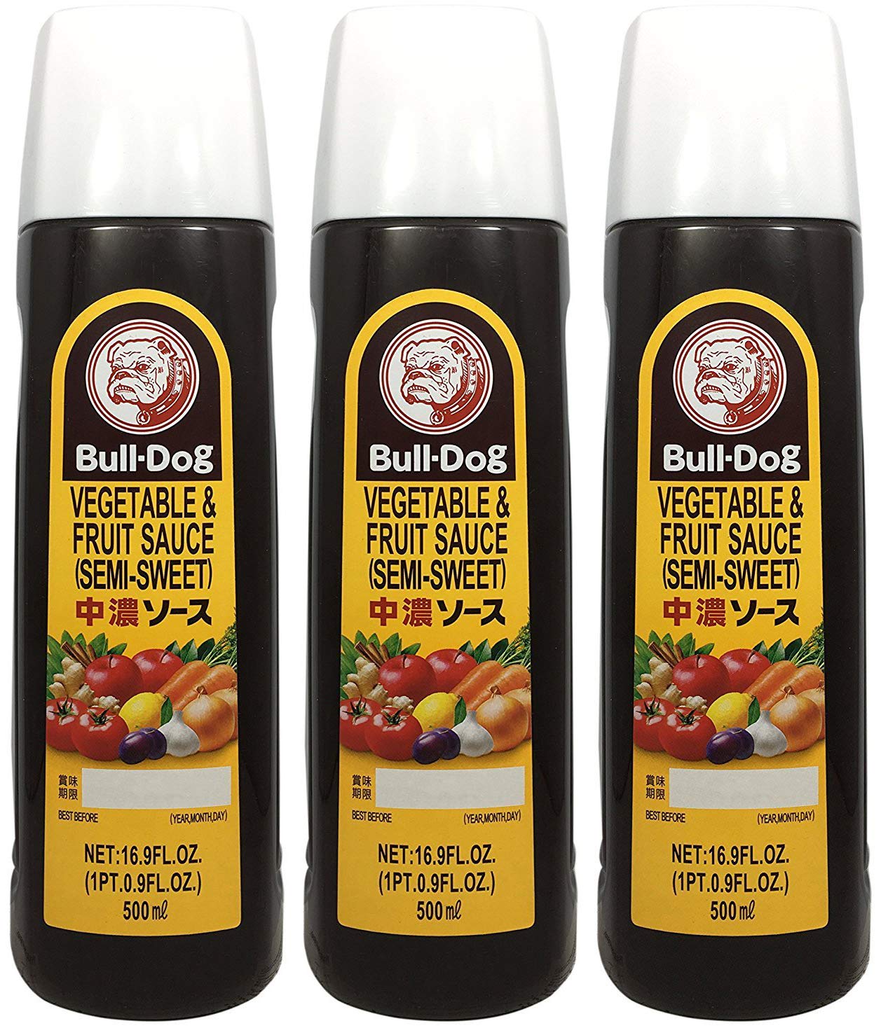 Bull-Dog Chuno Semi-Sweet Sauce 16.9 Fl. Oz. (3 Bottles)