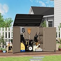 Vista 3 de ZZM Large Outdoor Storage Shed, 48 Cu Ft Resin Versatile Storage Cabinet for Patio Accessories, Trash Cans & Garden Tools, Durable Horizontal