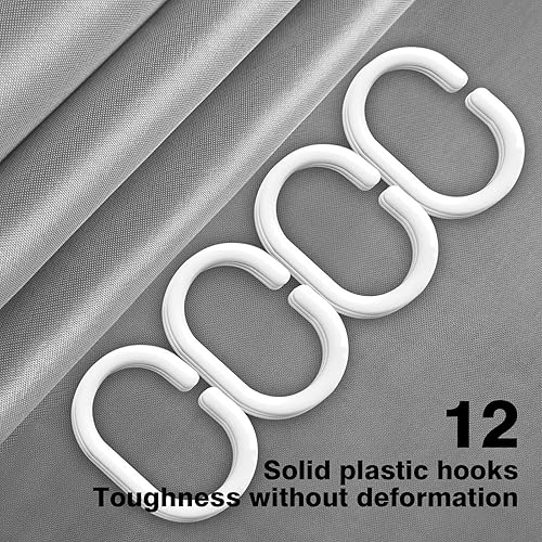 Miniatura 6 de CHTENZY Cortina de ducha impermeable de color sólido, especificación adecuada para área de ducha de baño, material de poliéster, 72 x 72 pulgadas,