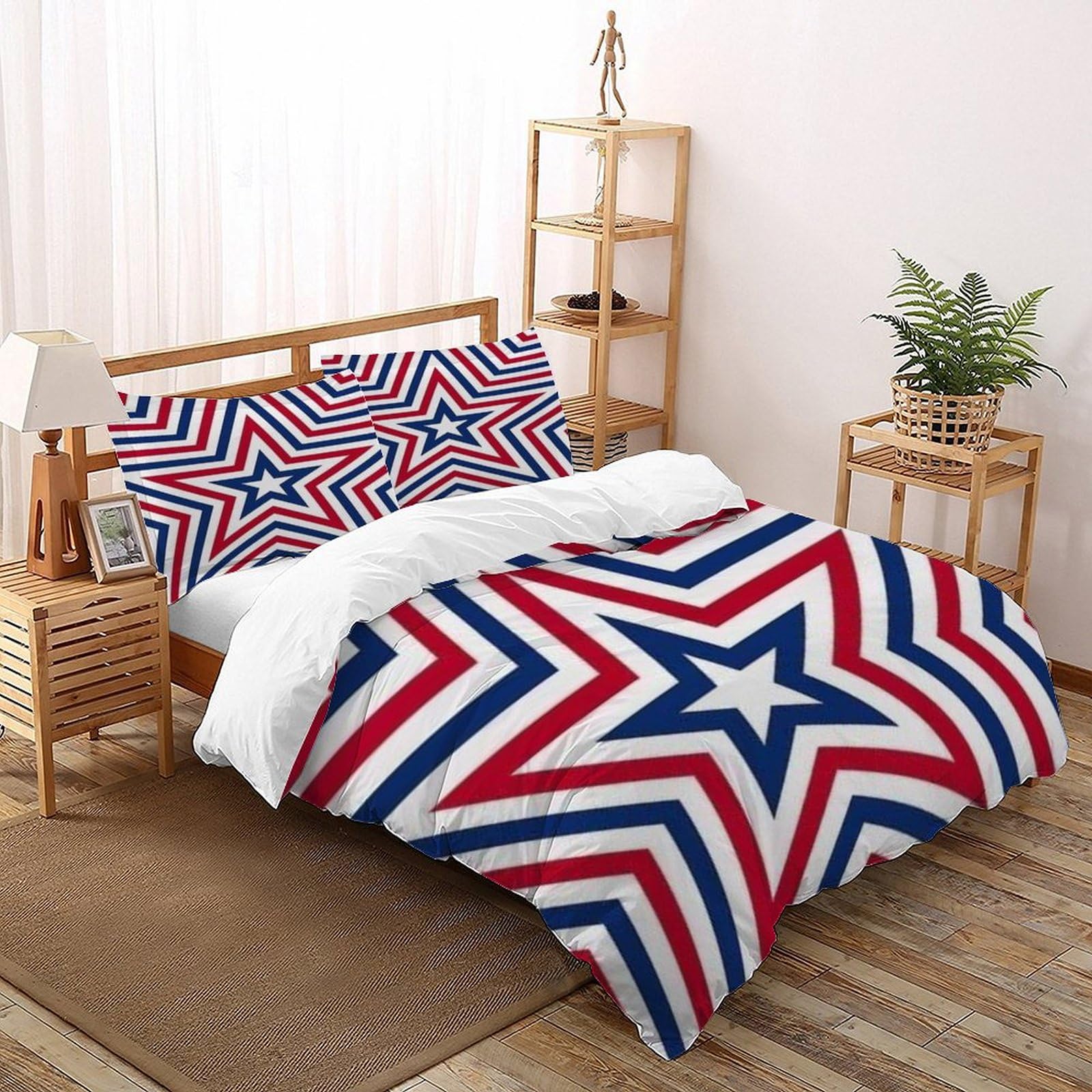 Housse de couette modern graffiti star red blue parure de lit double 200x200