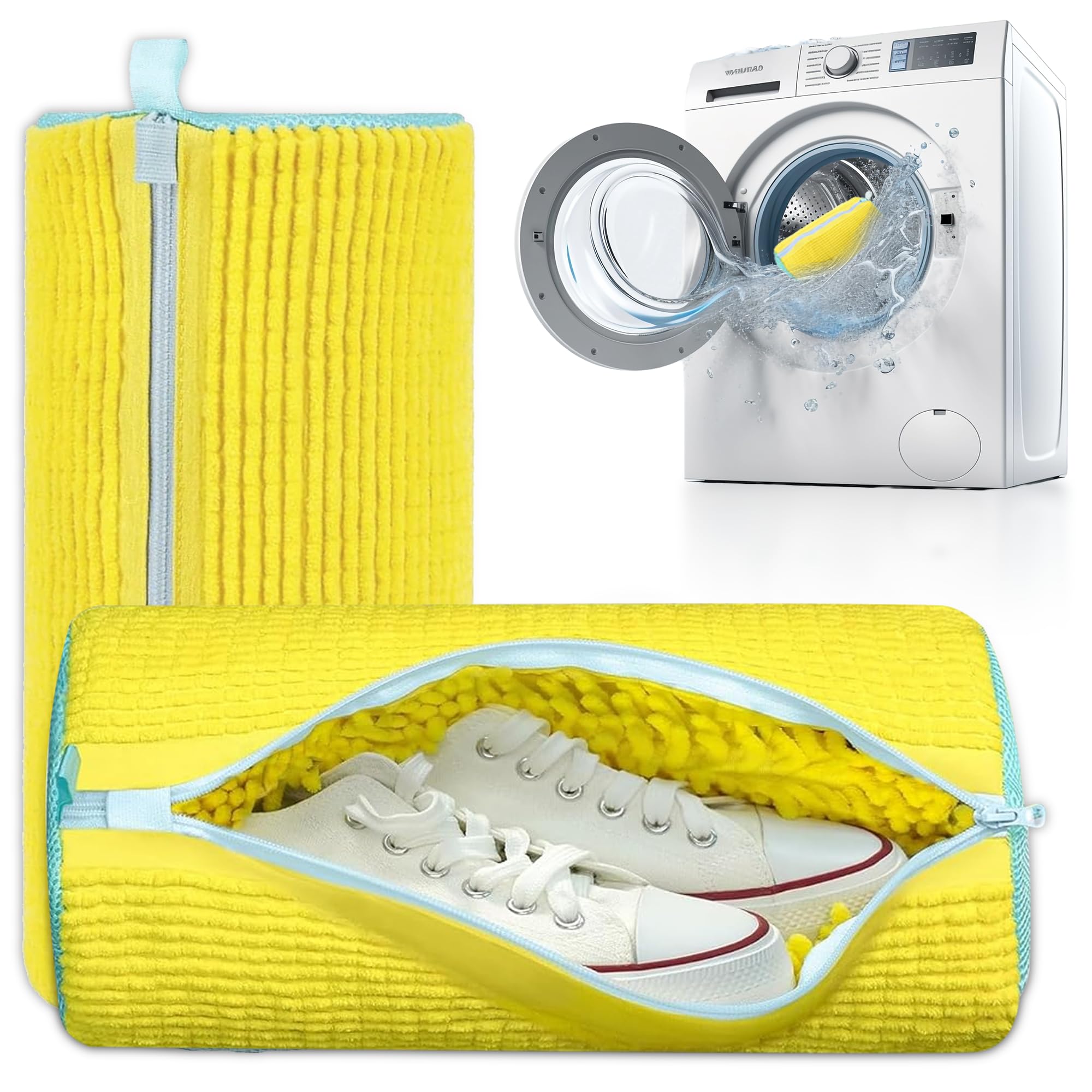 DASZERX XXL Shoe Washing Machine Bag - 2 Pcs Set - 360° Reusable Shoe Bag for Washing Machine and Dryer - Wrap Shoe Washing Bag for Sneakers, Boots &