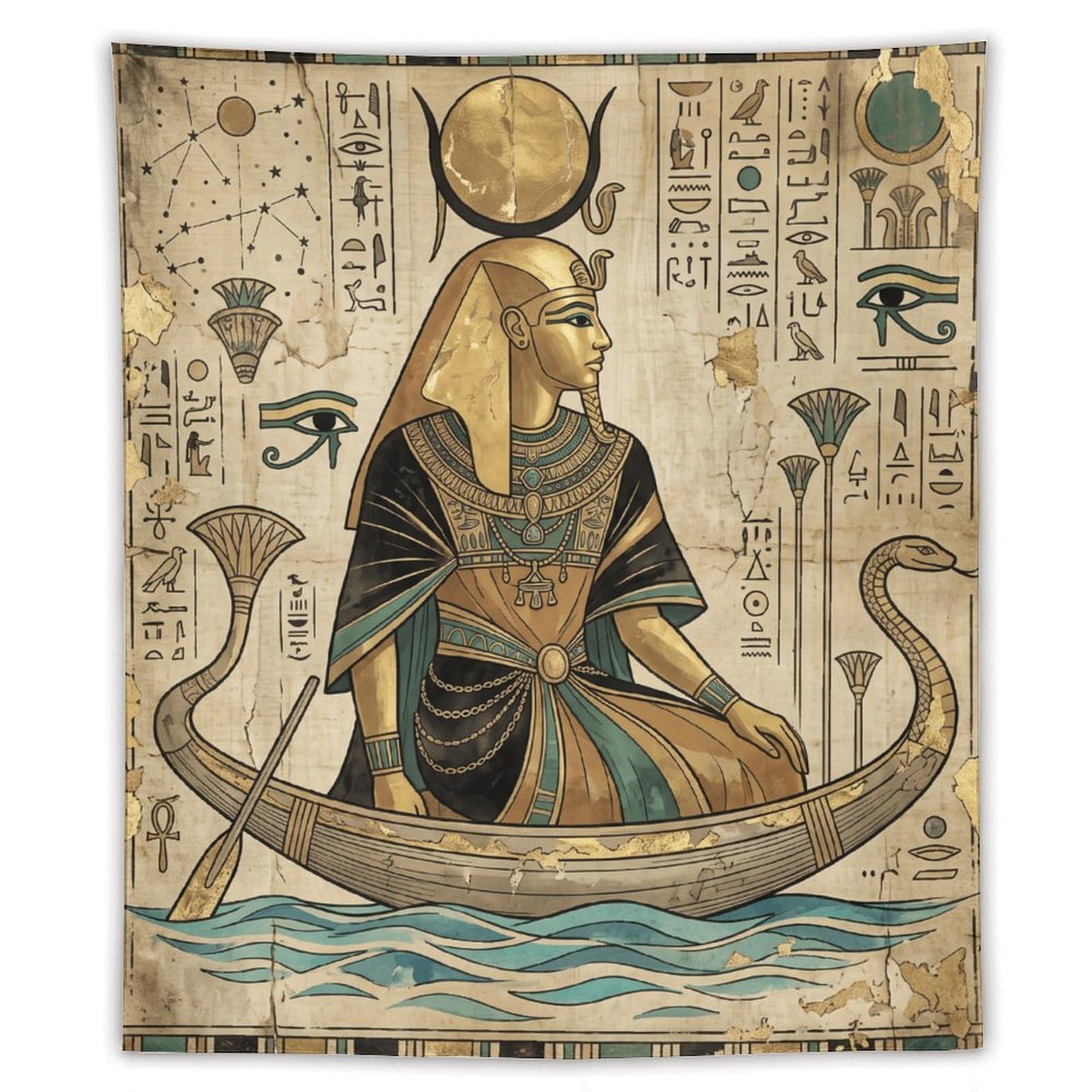 W7C8U2X3 Egyptian Queen Boat Wall Tapestry, Symbolist Art, Reading Corner