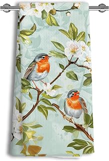 William Morris Bird Kitchen Towels 16x24 Inch, Floral Bird Dish Towels, Decorative Bathroom Hand Towels, Cottagecore Garden Farmhouse Kitchen Decor
