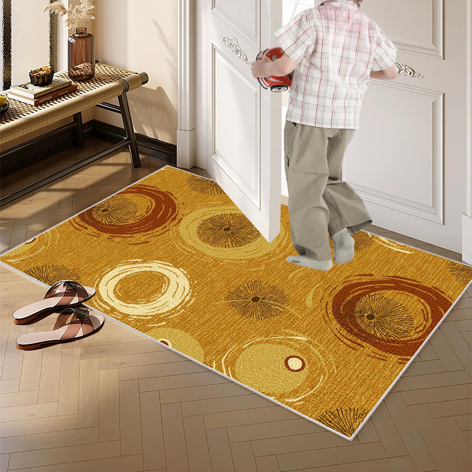 Nadający się do prania, dywan na korytarz, 60 x 250 cm, z krótkim włosiem, chodnik kuchenny, dywan na korytarz, antypoślizgowy bieżnik do korytarza, kuchni, wejścia, jadalni, sypialni