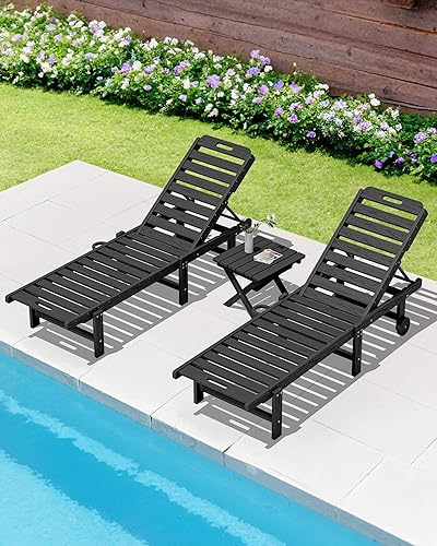 Miniatura 9 de SERWALL Mesa auxiliar plegable para exteriores, mesa auxiliar Adirondack HDPE, mesa auxiliar portátil para exteriores, color negro