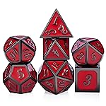 DnDnD Red D&D Game Dice,7 Die Polyhedral Metal Dice with Gift Metal Tin for RPG DND Dungeons and Dragons Dice Collector Board Game Player