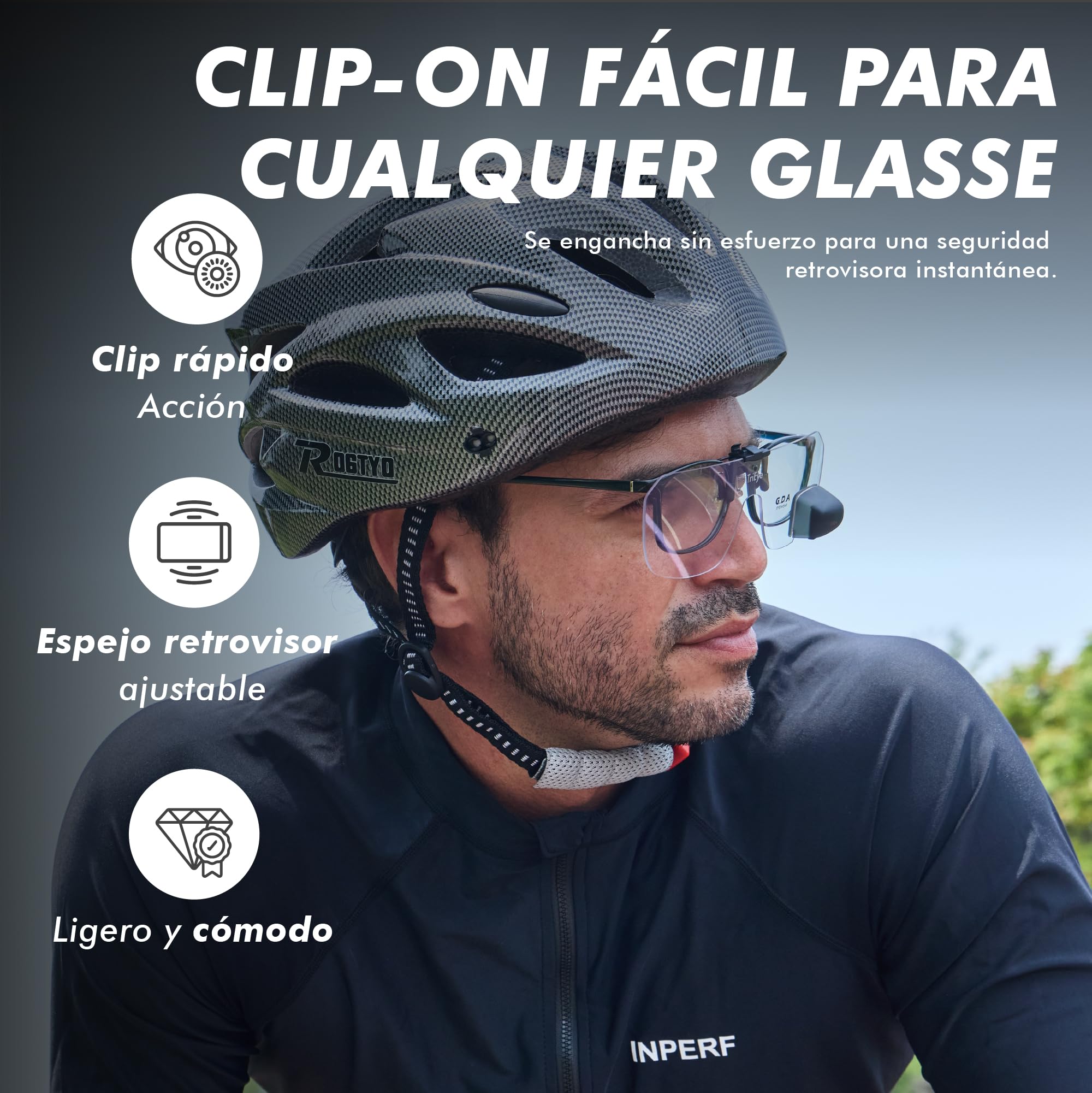 TriEye View Clip-On Gafas de Sol con Espejo Izquierdo – Gafas Polarizadas para Usuarios de Gafas – Clip Solar 140/145 mm – Cristales Claros o Ahumados