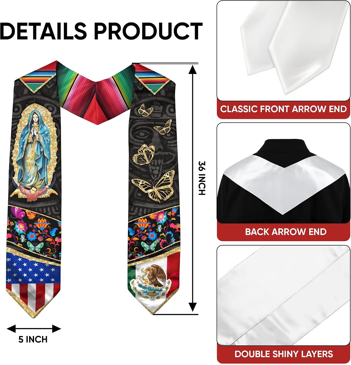 Mexican American Flag Sash 2026, Mexican Graduation Sash, Mexico Graduation Stole